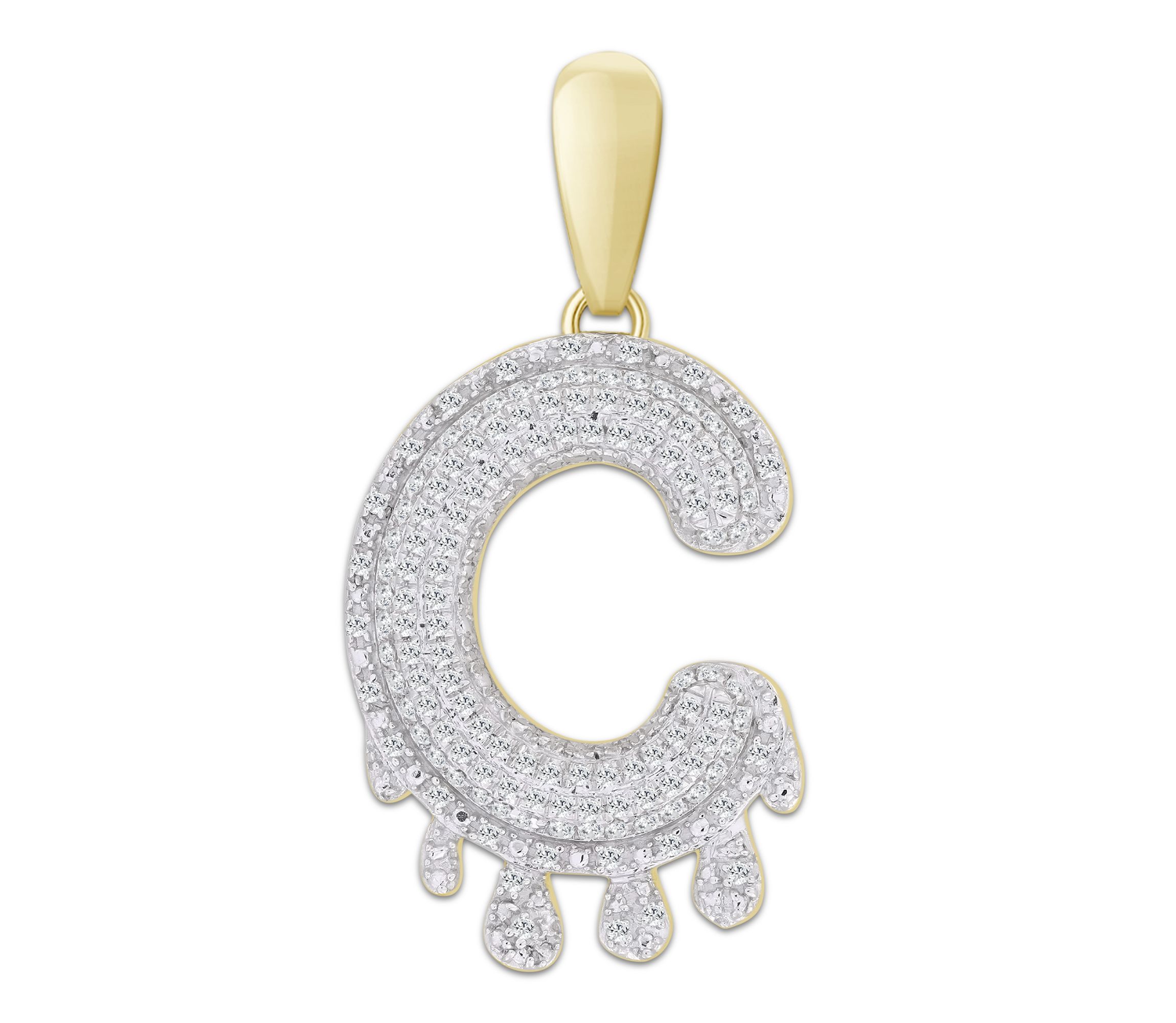 1/3ct. t.w. Diamond "C" Initial Mens Charm in 10K Yellow Gold