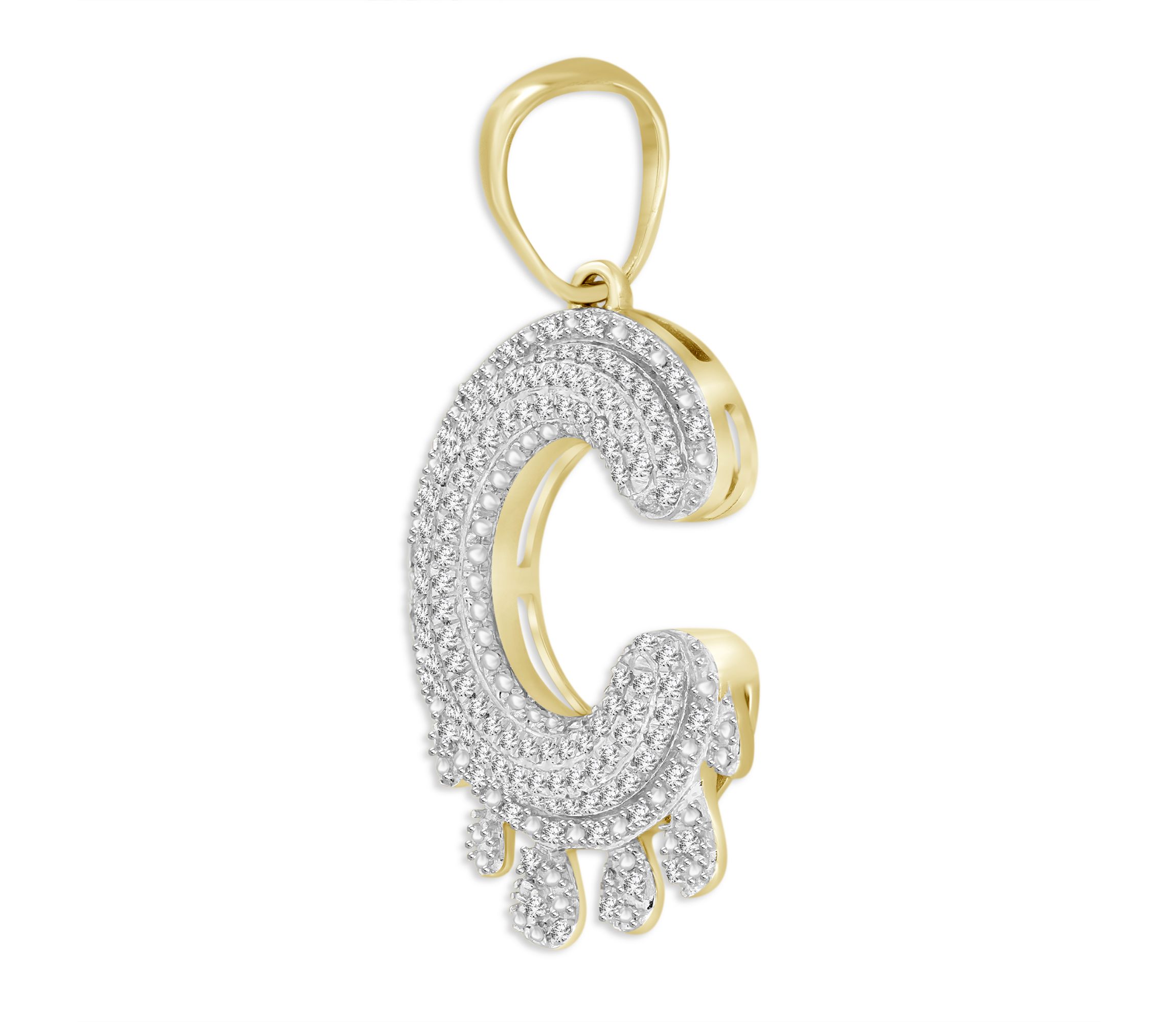 1/3ct. t.w. Diamond "C" Initial Mens Charm in 10K Yellow Gold