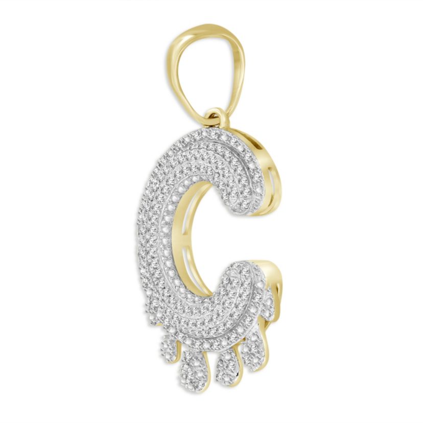 1/3ct. t.w. Diamond "C" Initial Mens Charm in 10K Yellow Gold
