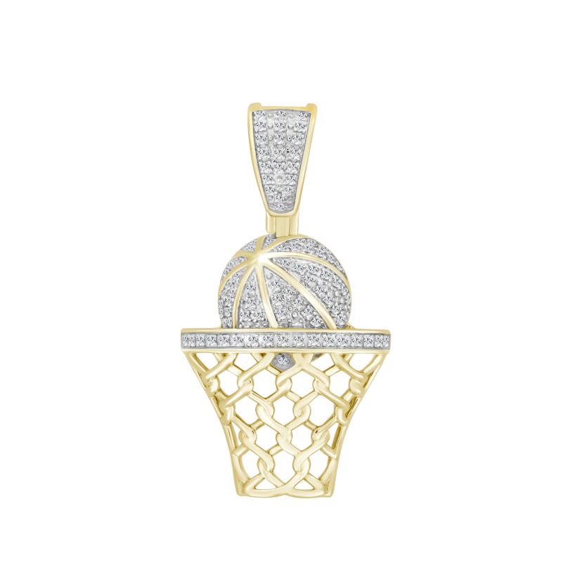 1/5ct. t.w. Diamond Basketball Mens Charm in 10K Yellow Gold