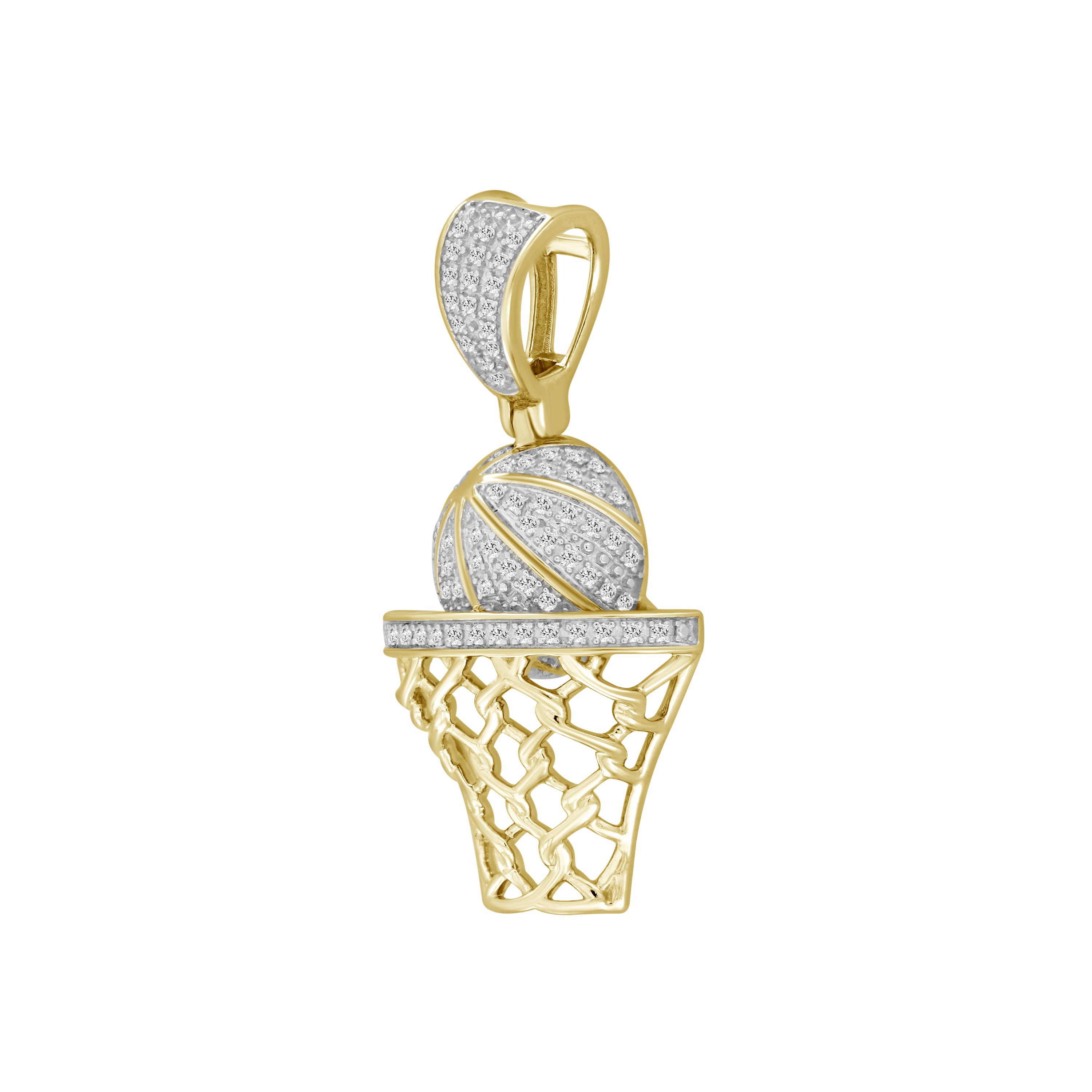1/5ct. t.w. Diamond Basketball Mens Charm in 10K Yellow Gold
