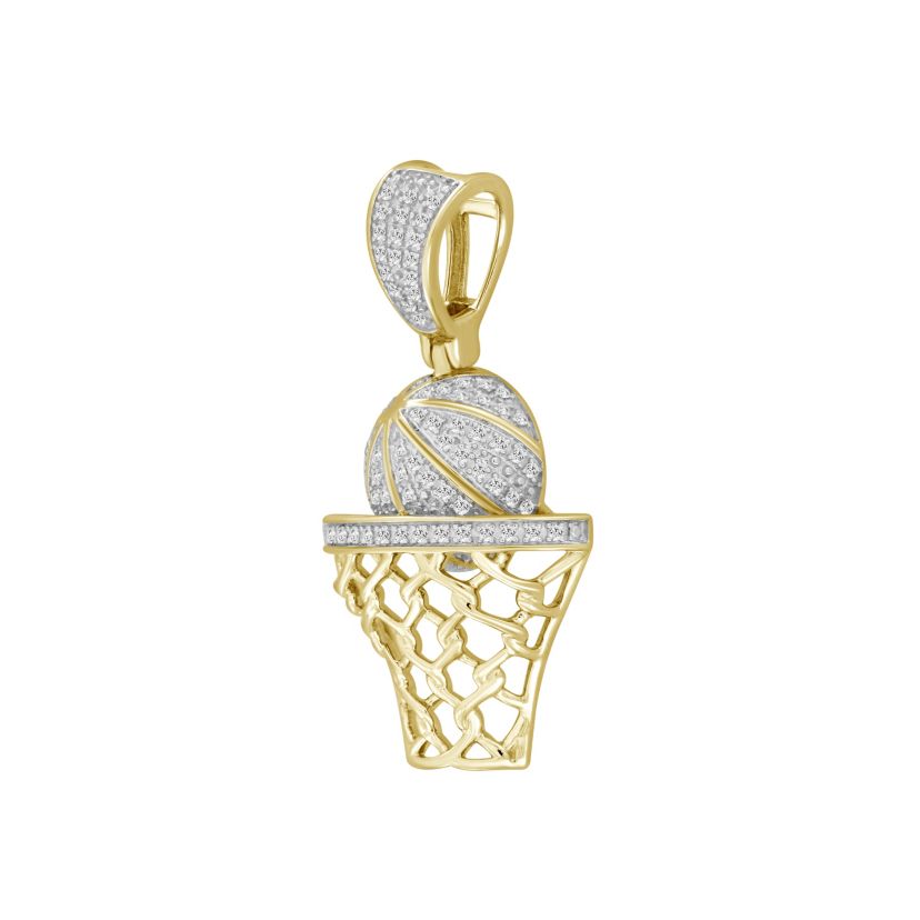 1/5ct. t.w. Diamond Basketball Mens Charm in 10K Yellow Gold