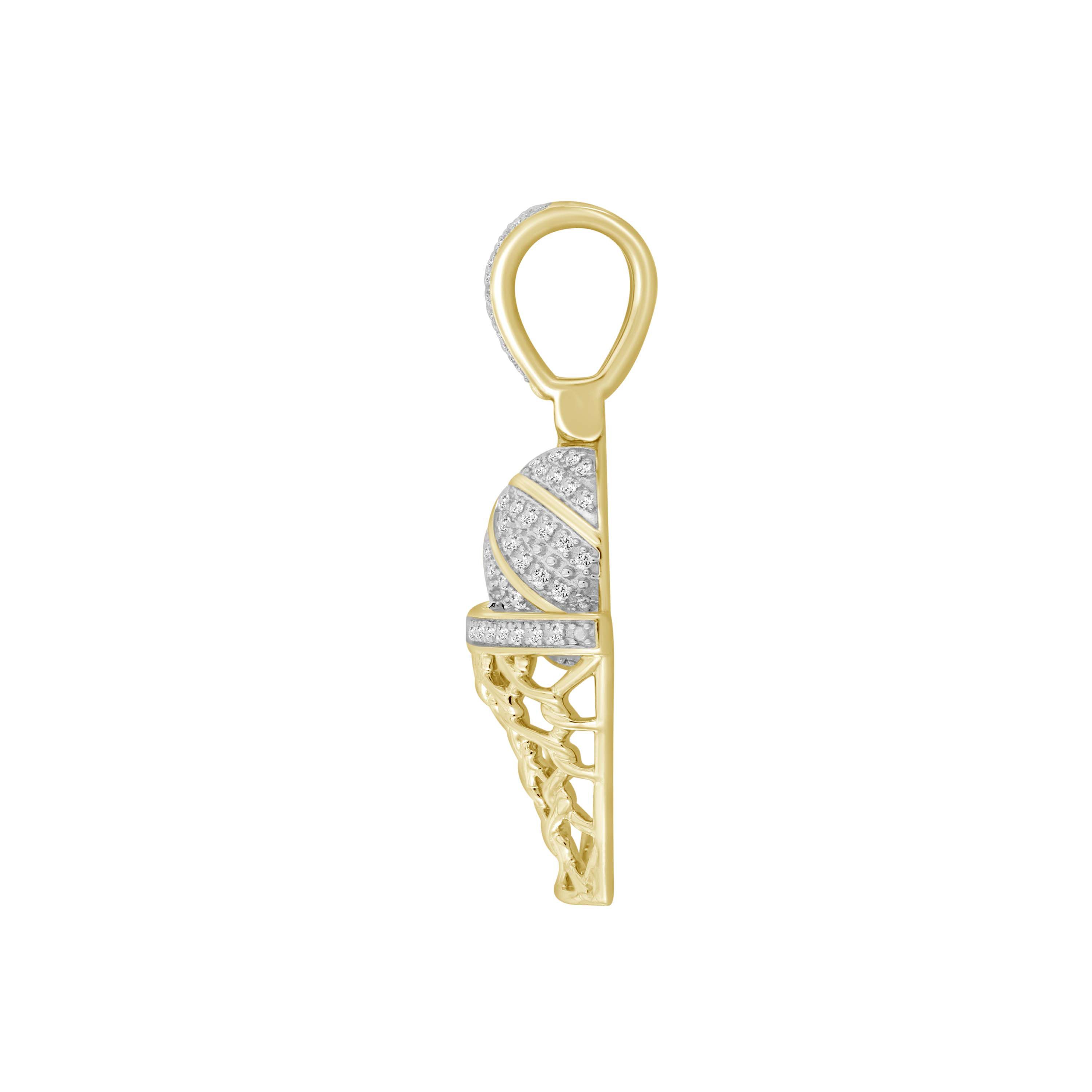 1/5ct. t.w. Diamond Basketball Mens Charm in 10K Yellow Gold