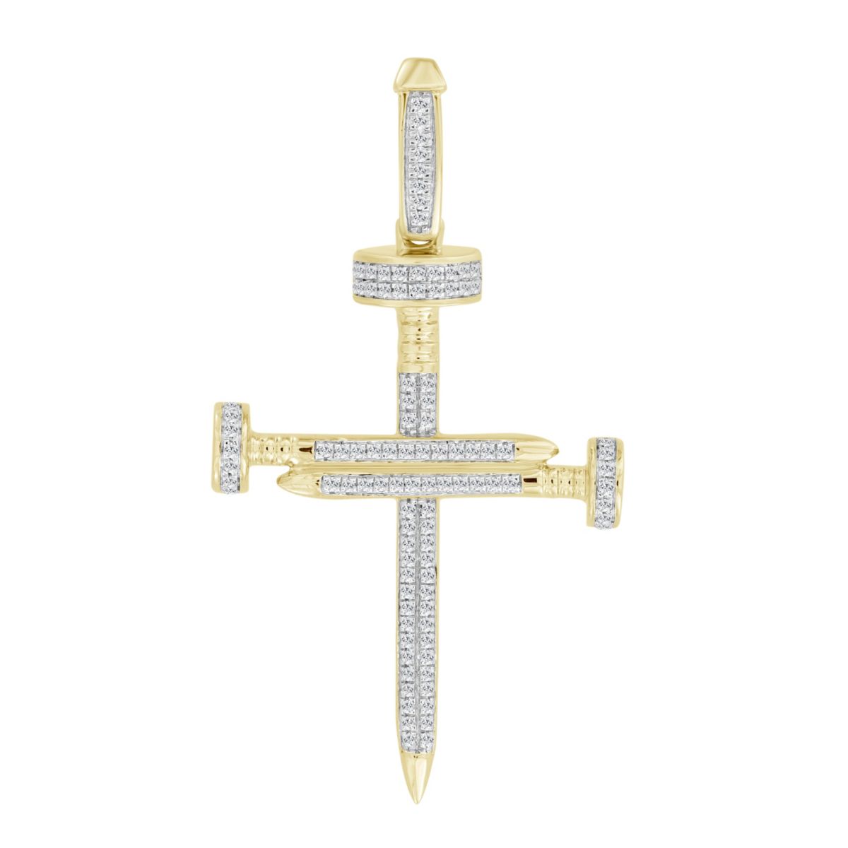 1/3ct. t.w. Diamond Cross Mens Charm in 10K Yellow Gold