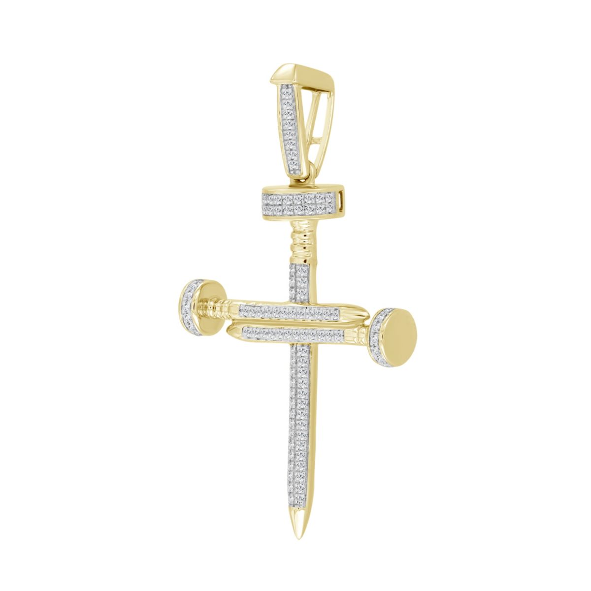 1/3ct. t.w. Diamond Cross Mens Charm in 10K Yellow Gold
