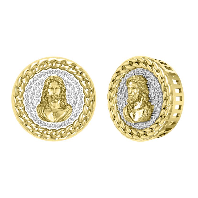 10K Yellow Gold 1/4ct Round Diamond Mens Earring