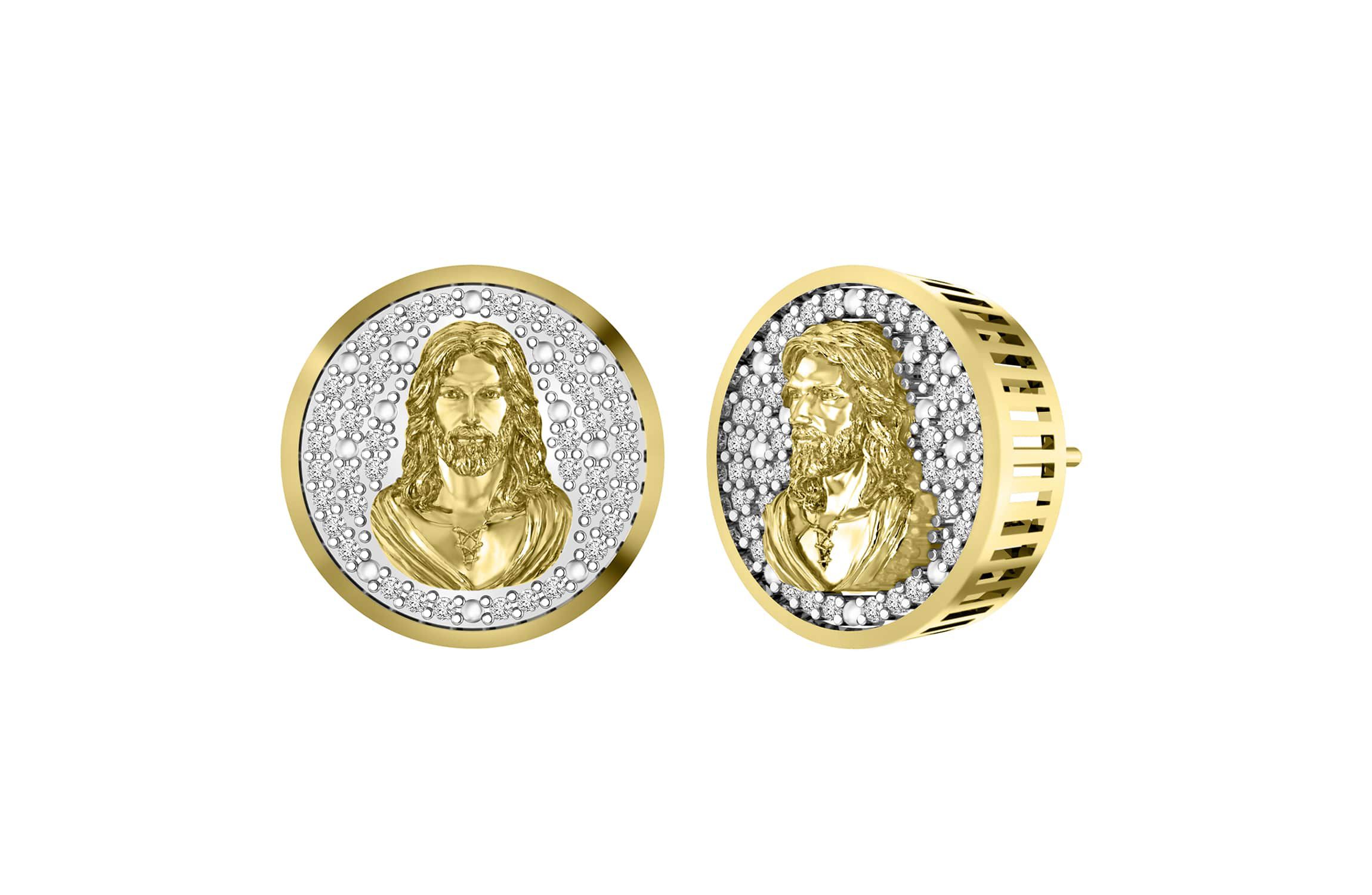 10K Yellow Gold 1/4ct Round Diamond Mens Earring