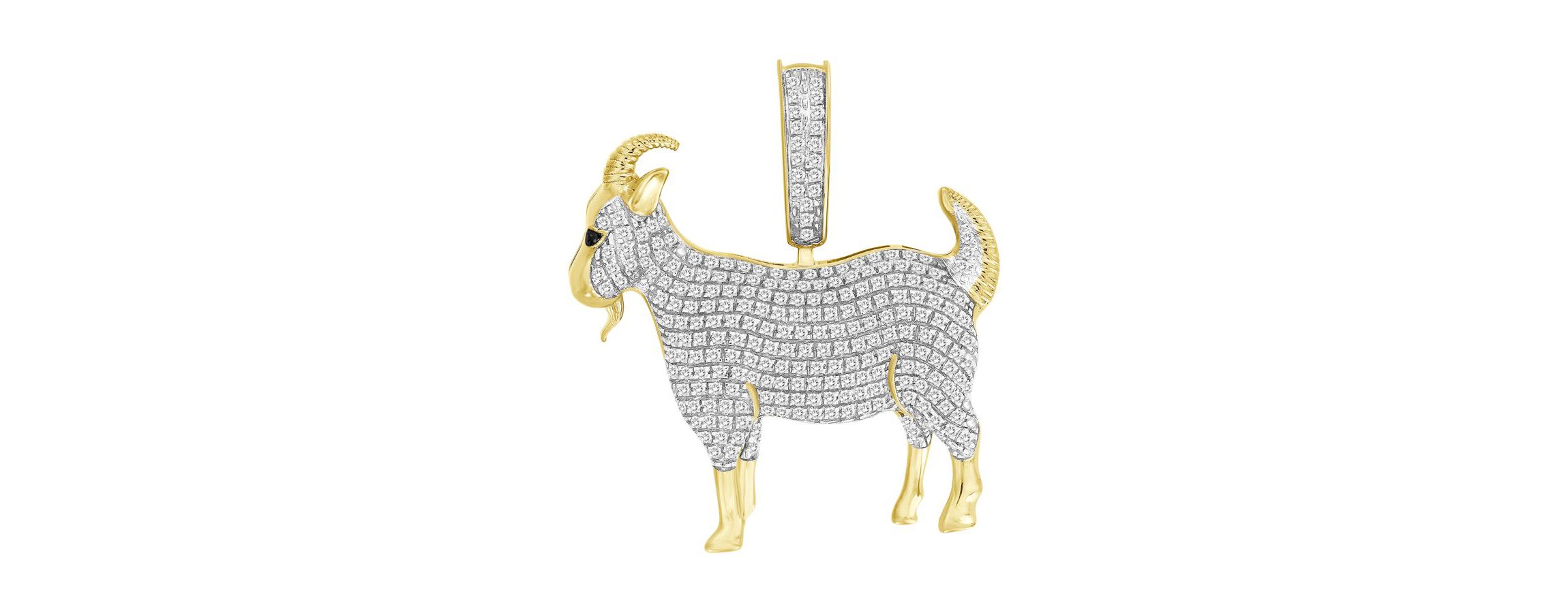 1/2ct. t.w. Diamond Goat Mens Charm in 10K Yellow Gold