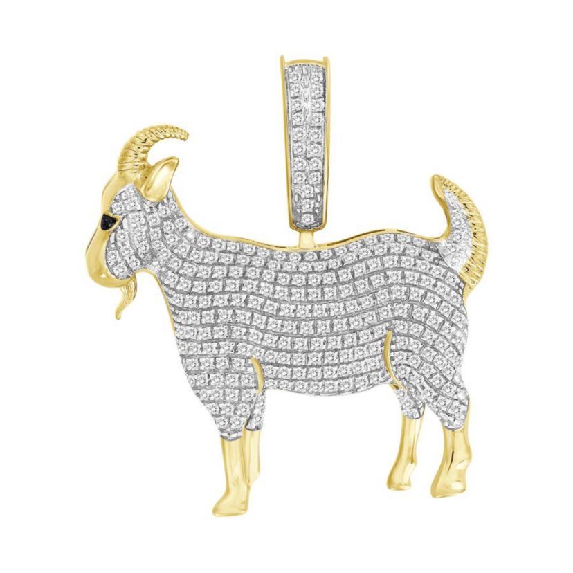 1/2ct. t.w. Diamond Goat Mens Charm in 10K Yellow Gold