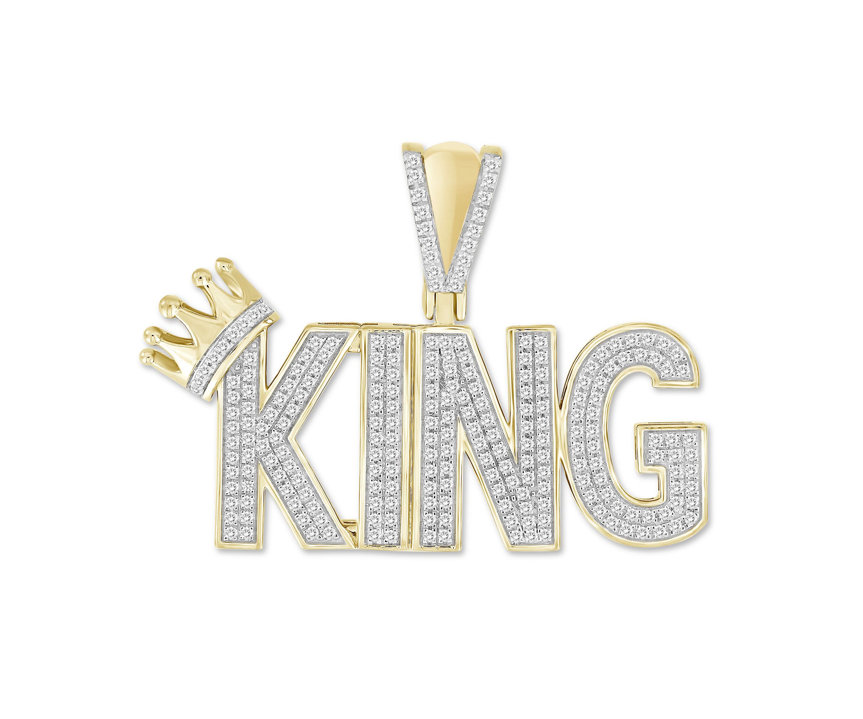 1/2ct. t.w. Diamond King Mens Charm in 10K Yellow Gold