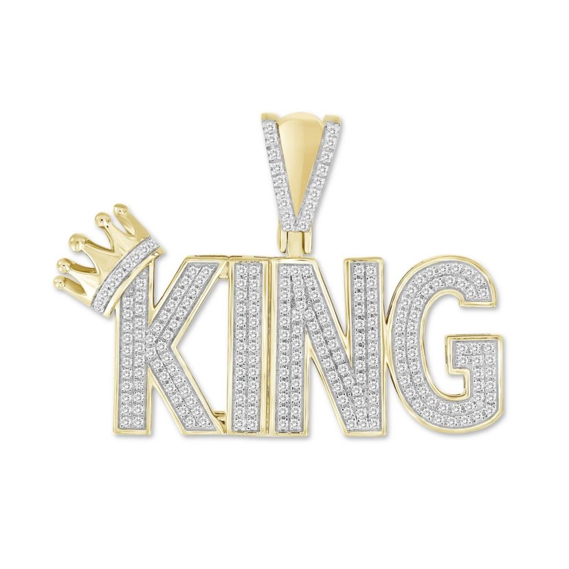 1/2ct. t.w. Diamond King Mens Charm in 10K Yellow Gold