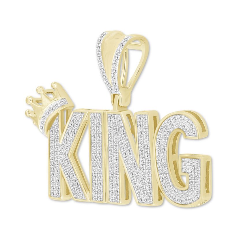 1/2ct. t.w. Diamond King Mens Charm in 10K Yellow Gold