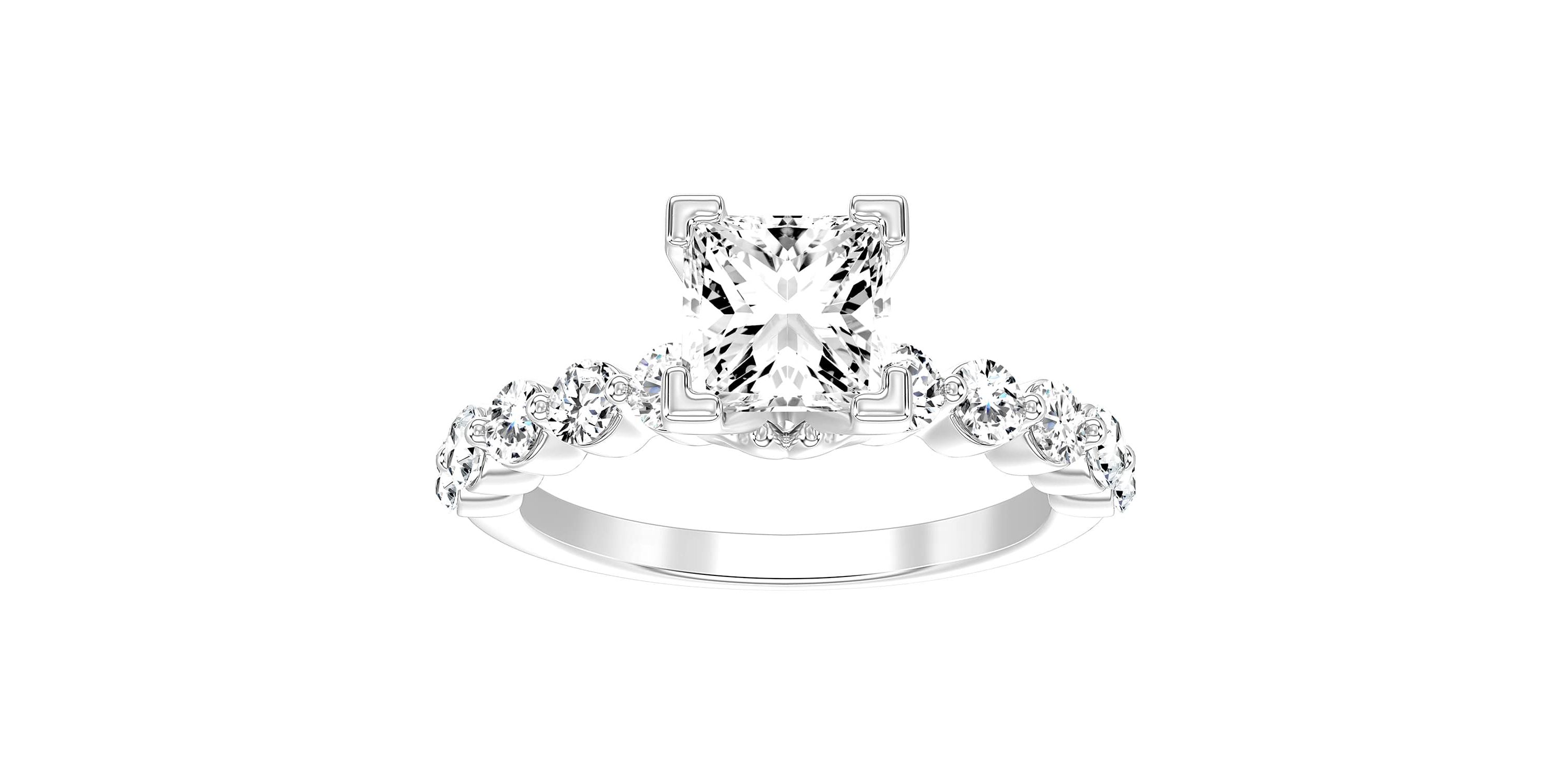 14K White Gold 1 1/2ct Round/Pear Diamond Ladies Ring