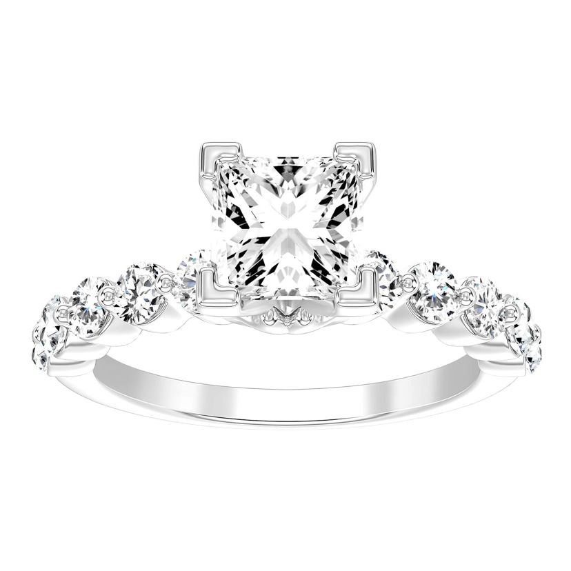 14K White Gold 1 1/2ct Round/Pear Diamond Ladies Ring