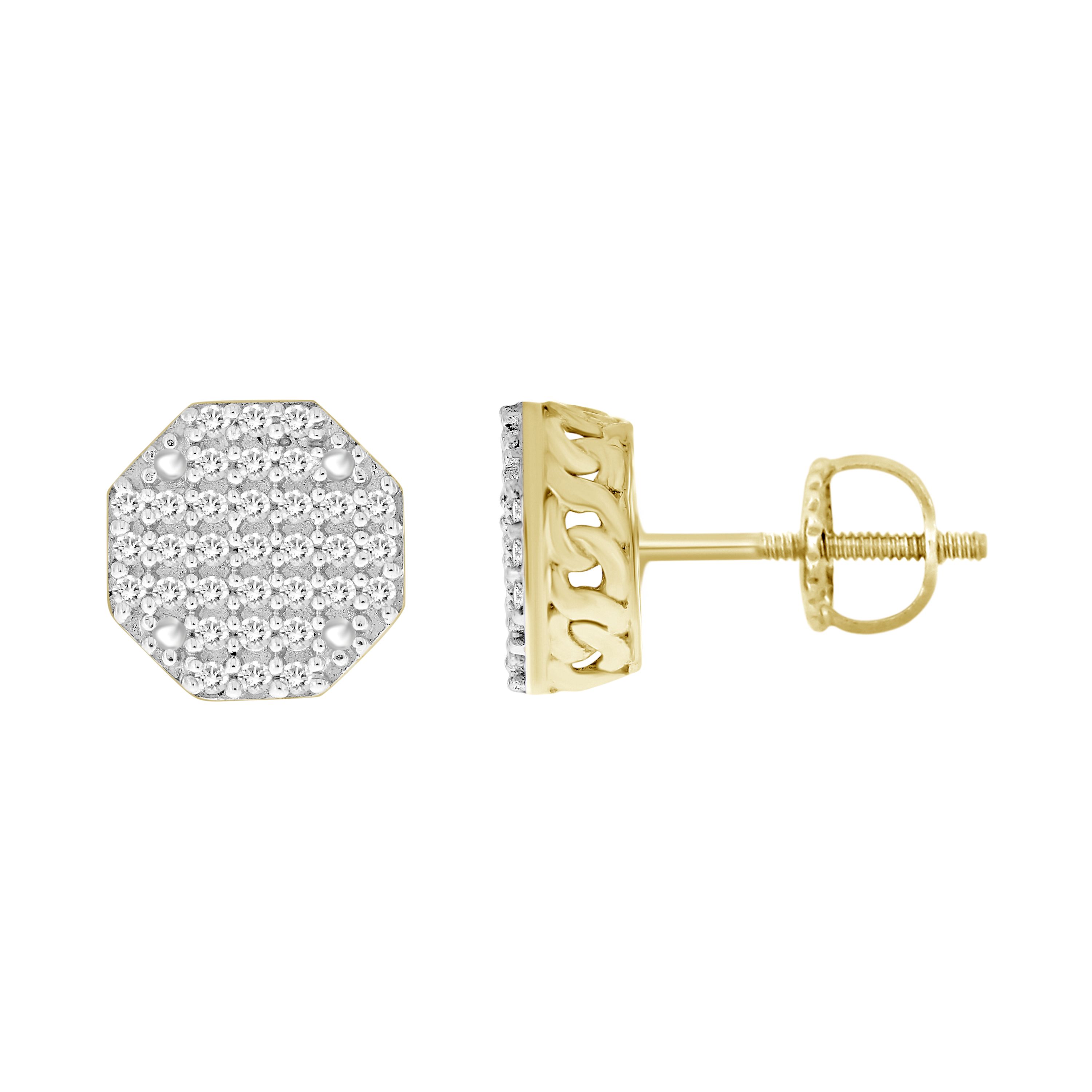 1/6ct. t.w. Hexagon Shape Diamond Stud Earring in Gold-Plated Sterling Silver