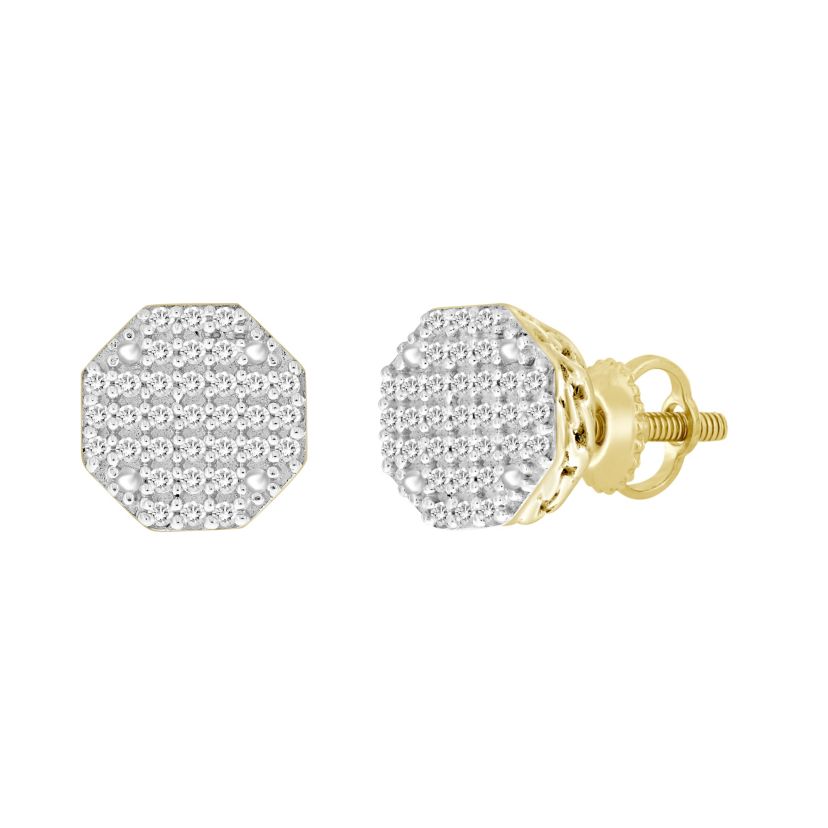 1/6ct. t.w. Hexagon Shape Diamond Stud Earring in Gold-Plated Sterling Silver