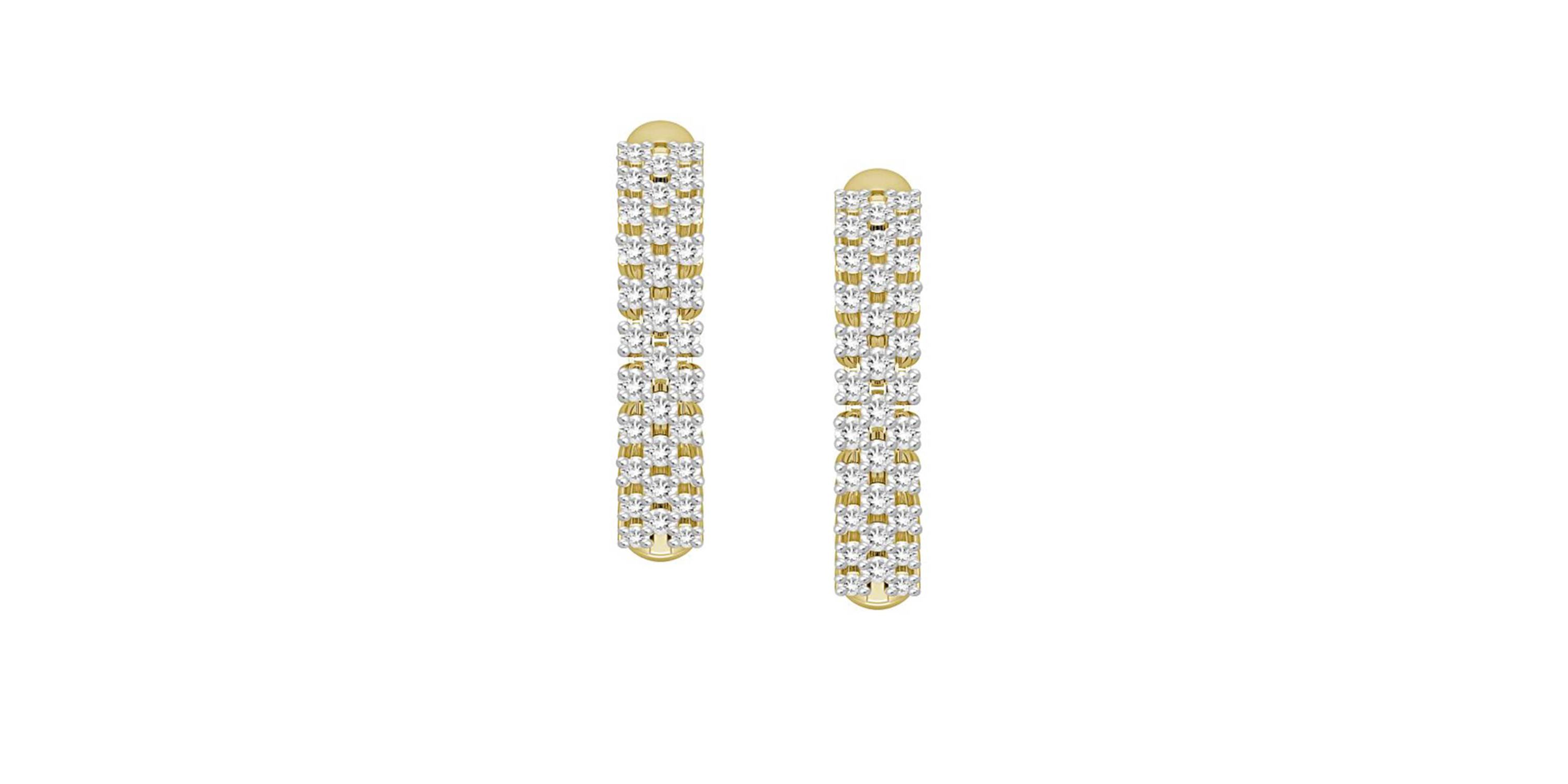 10K Yellow Gold 1/4ct Round Diamond Hoops Earring