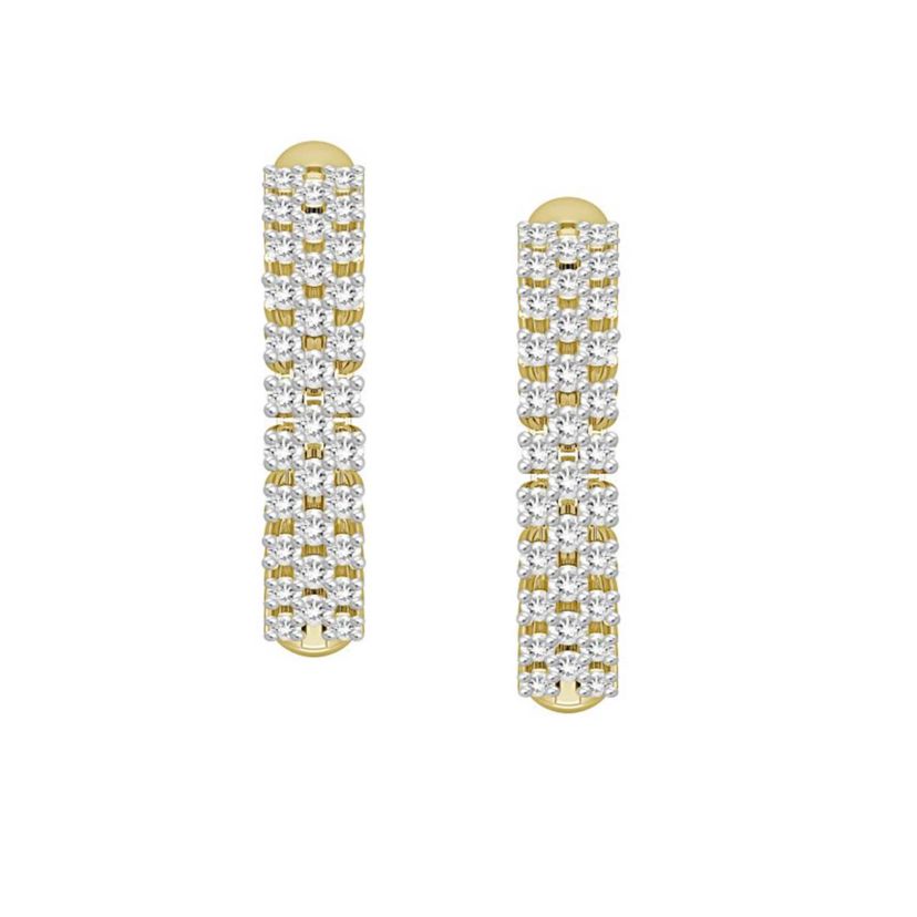 10K Yellow Gold 1/4ct Round Diamond Hoops Earring