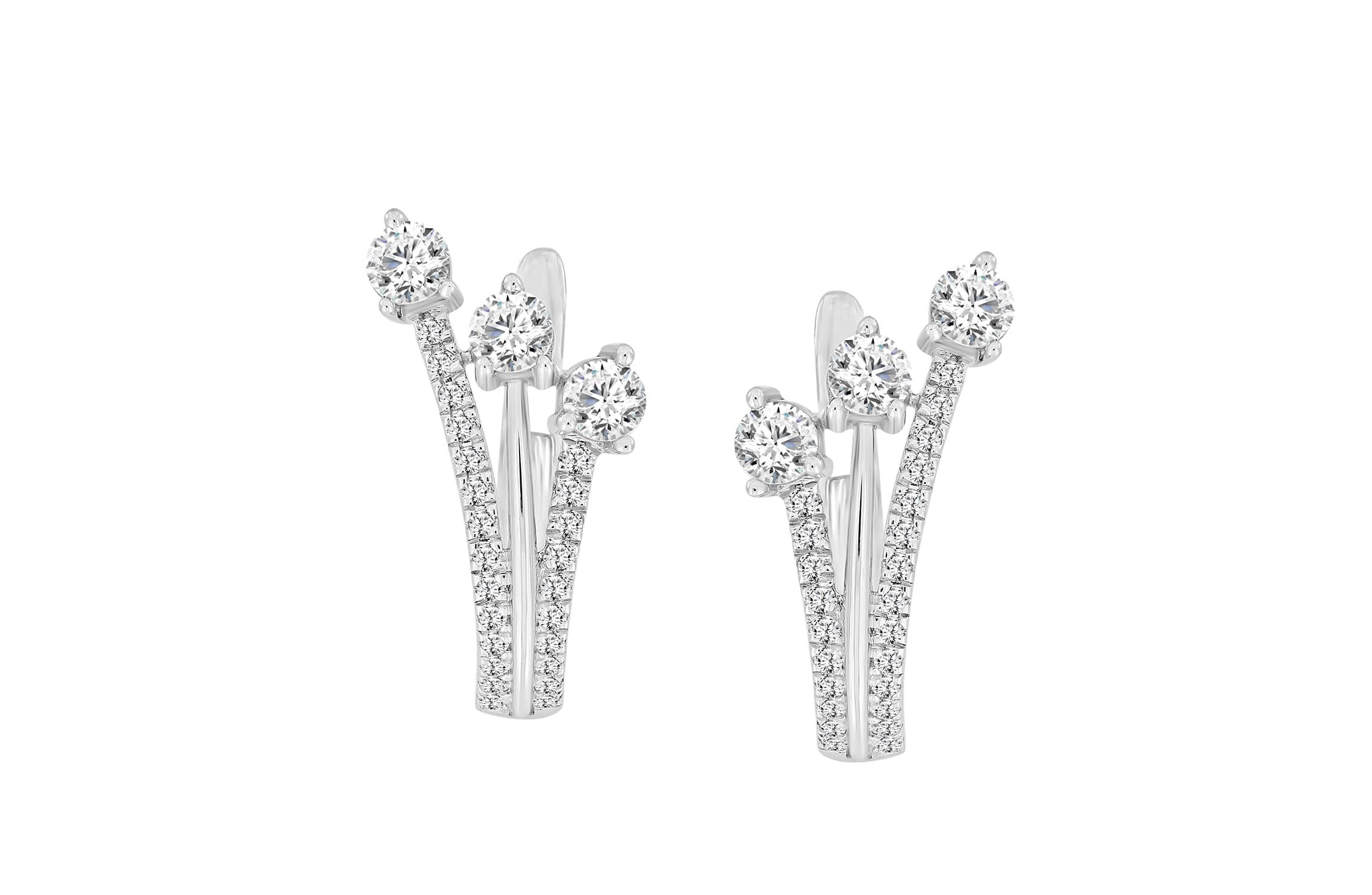 14K White Gold 1 1/2ct Round Diamond Earring