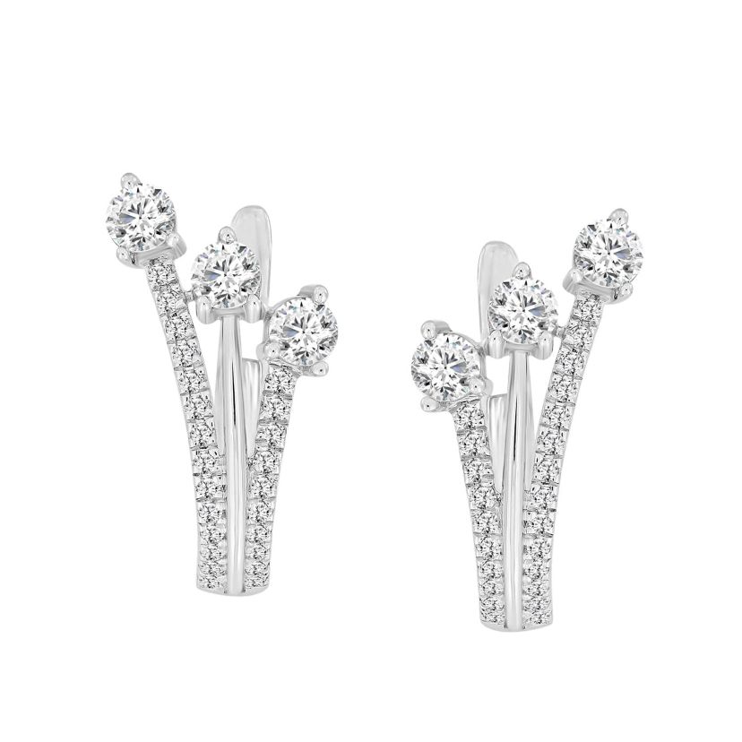 14K White Gold 1 1/2ct Round Diamond Earring