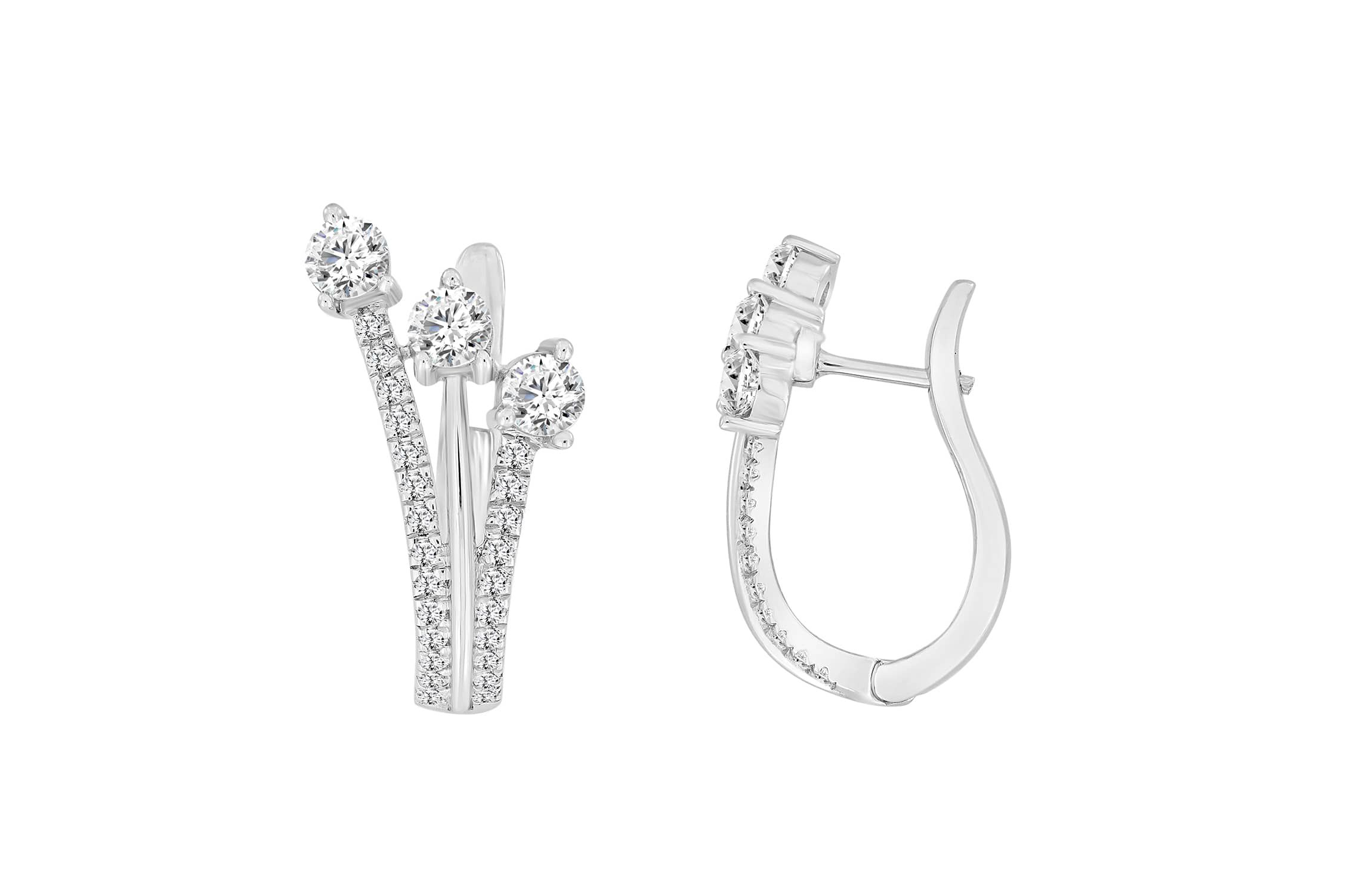 14K White Gold 1 1/2ct Round Diamond Earring