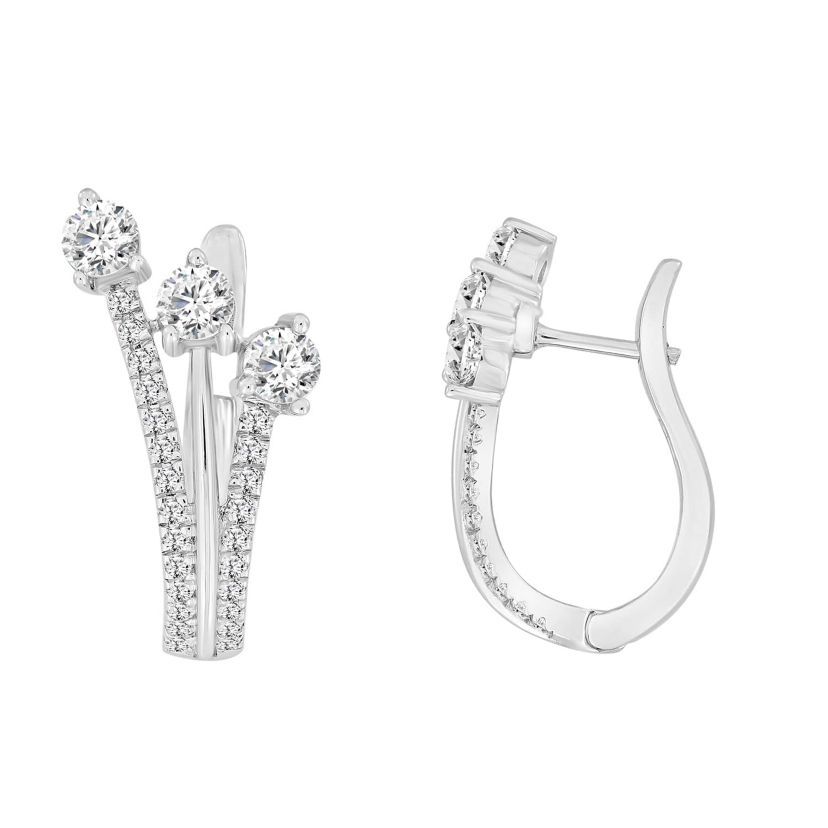 14K White Gold 1 1/2ct Round Diamond Earring