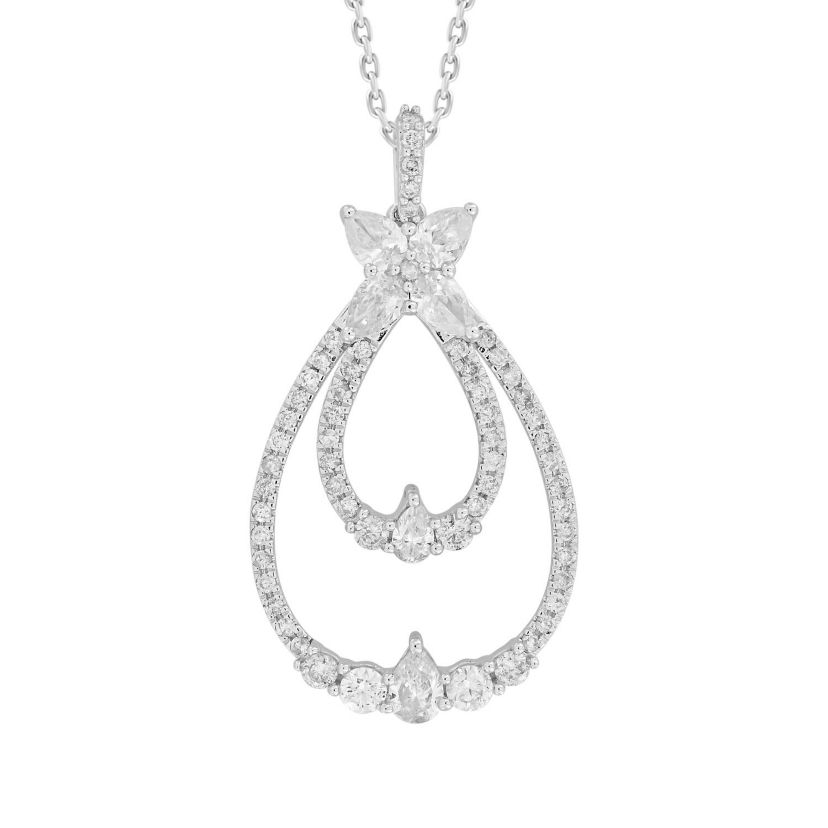 14K White Gold 1 1/2ct Round Diamond Ladies Pendant