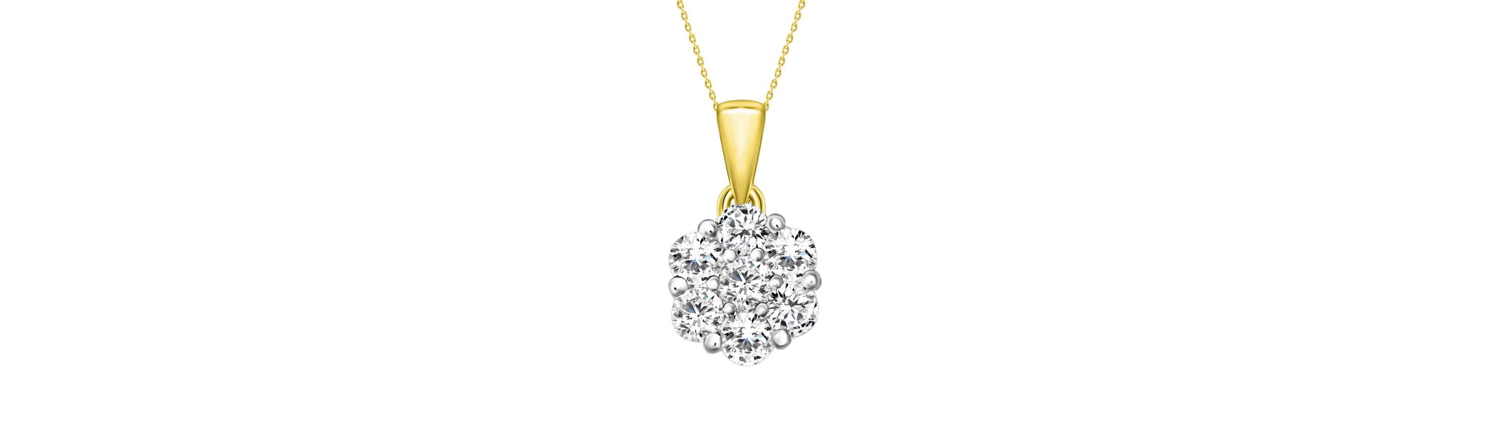 1/4ct. t.w. Diamond Flower Pendant Neckace in 14K Yellow Gold