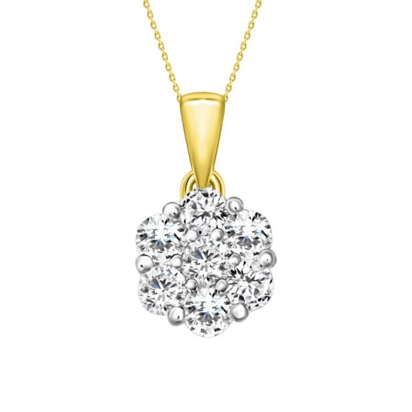 1/4ct. t.w. Diamond Flower Pendant Neckace in 14K Yellow Gold