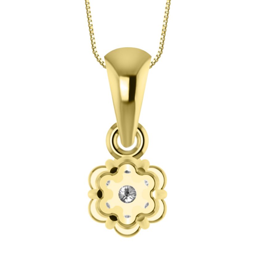 1/4ct. t.w. Diamond Flower Pendant Neckace in 14K Yellow Gold