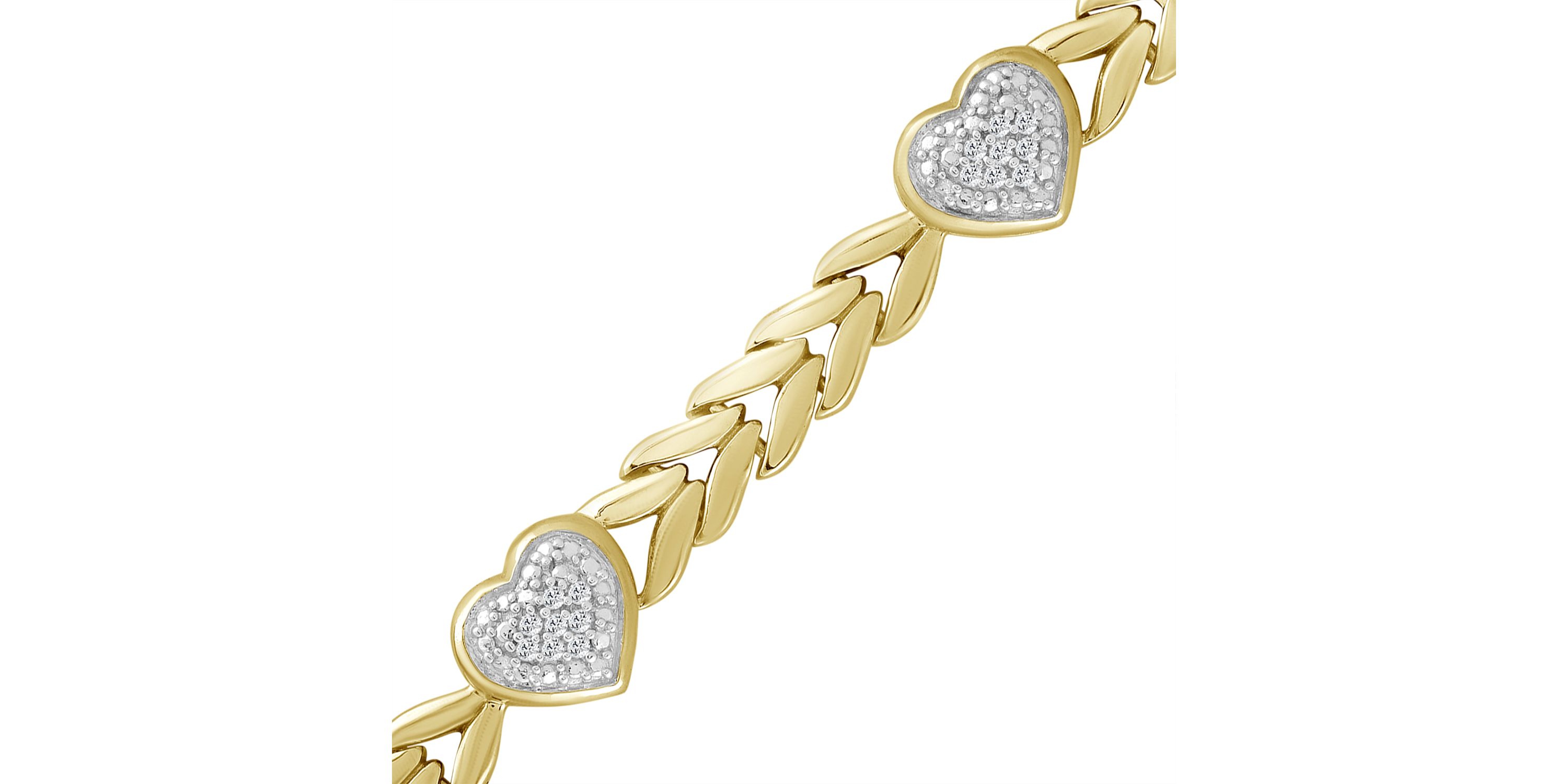 1/5ct. t.w. Heart station Diamond Bracelet in Gold-Plated Sterling Silver