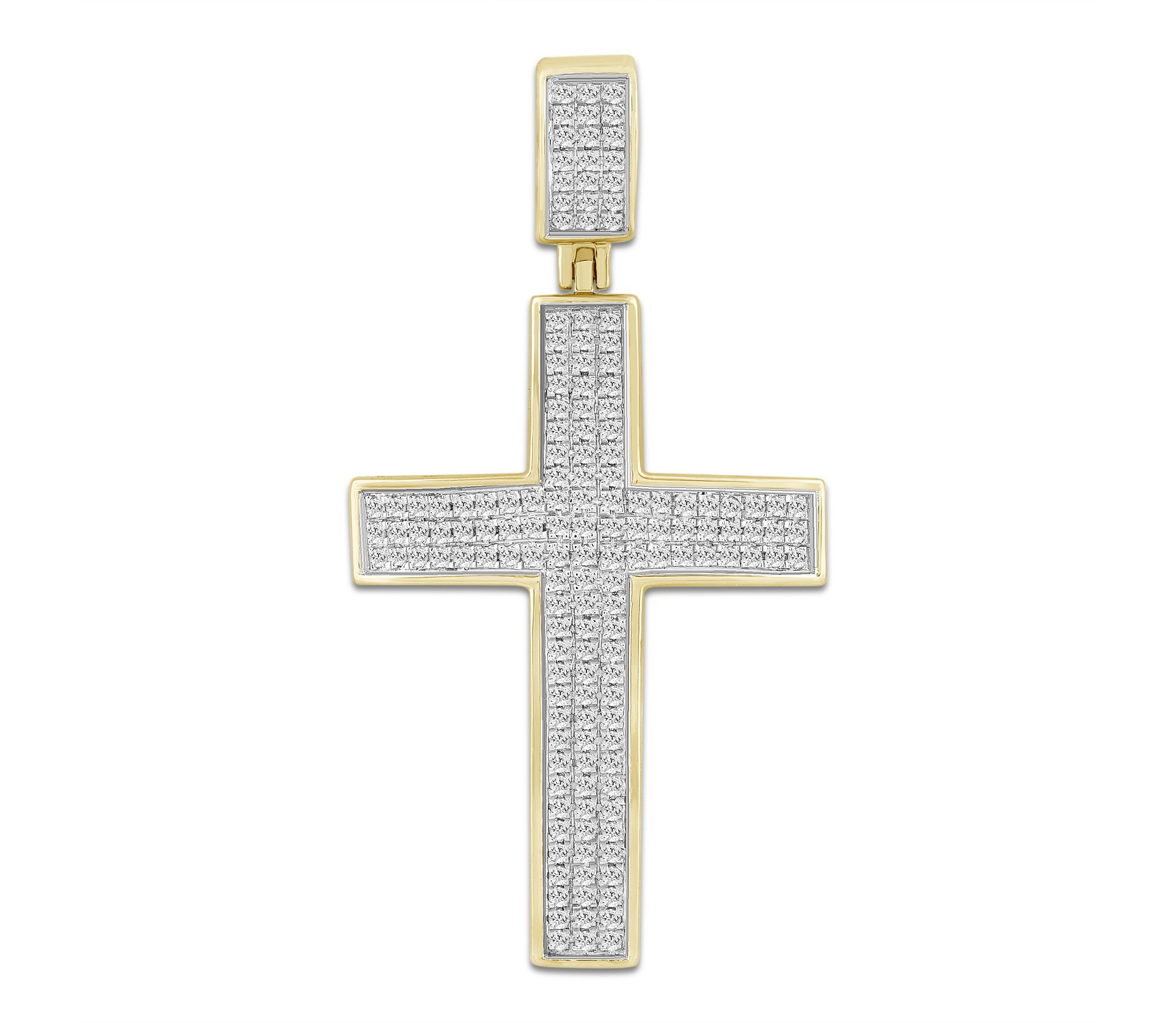 1/2ct. t.w. Diamond Cross Mens Charm in 10K Yellow Gold