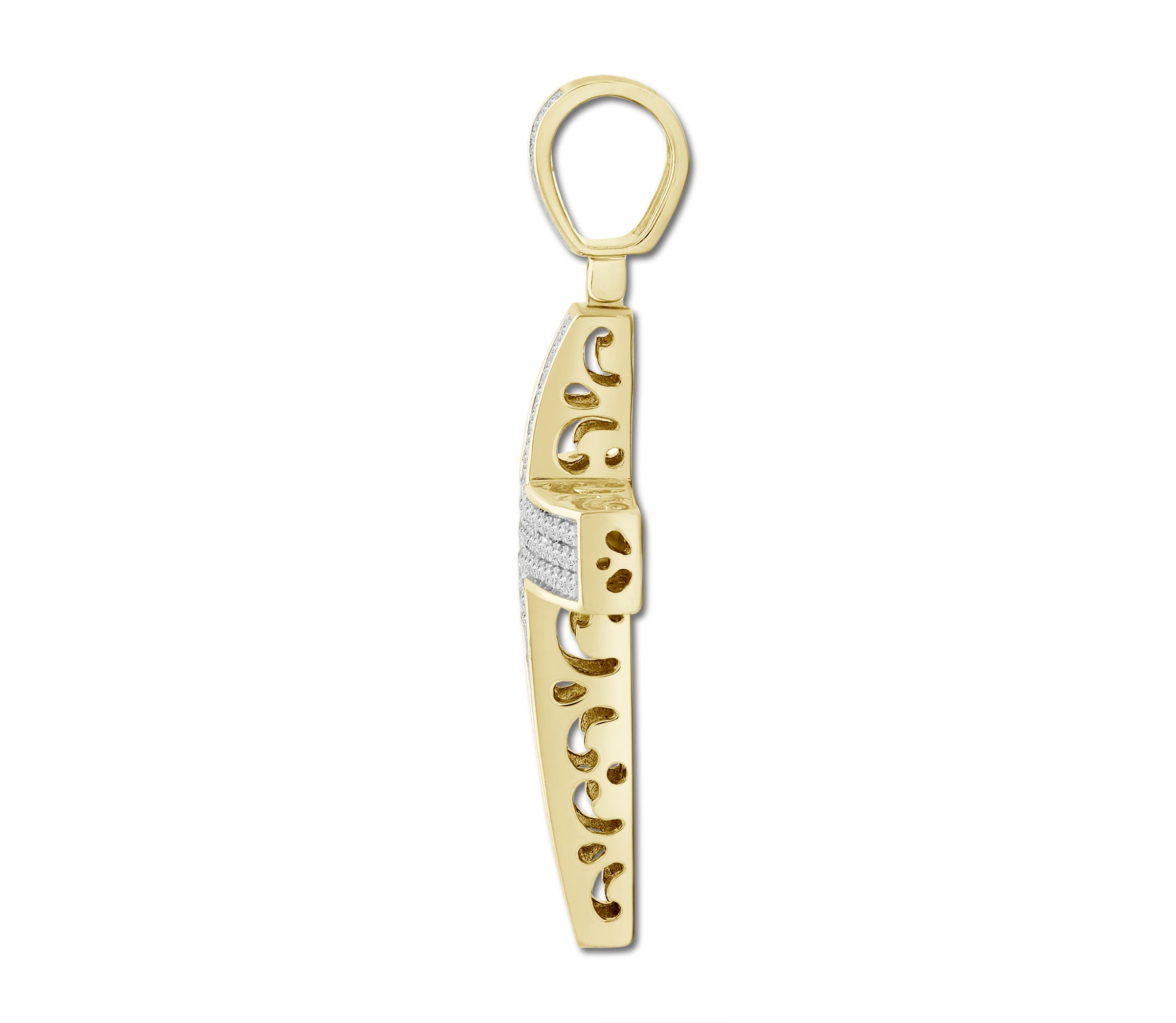 1/2ct. t.w. Diamond Cross Mens Charm in 10K Yellow Gold