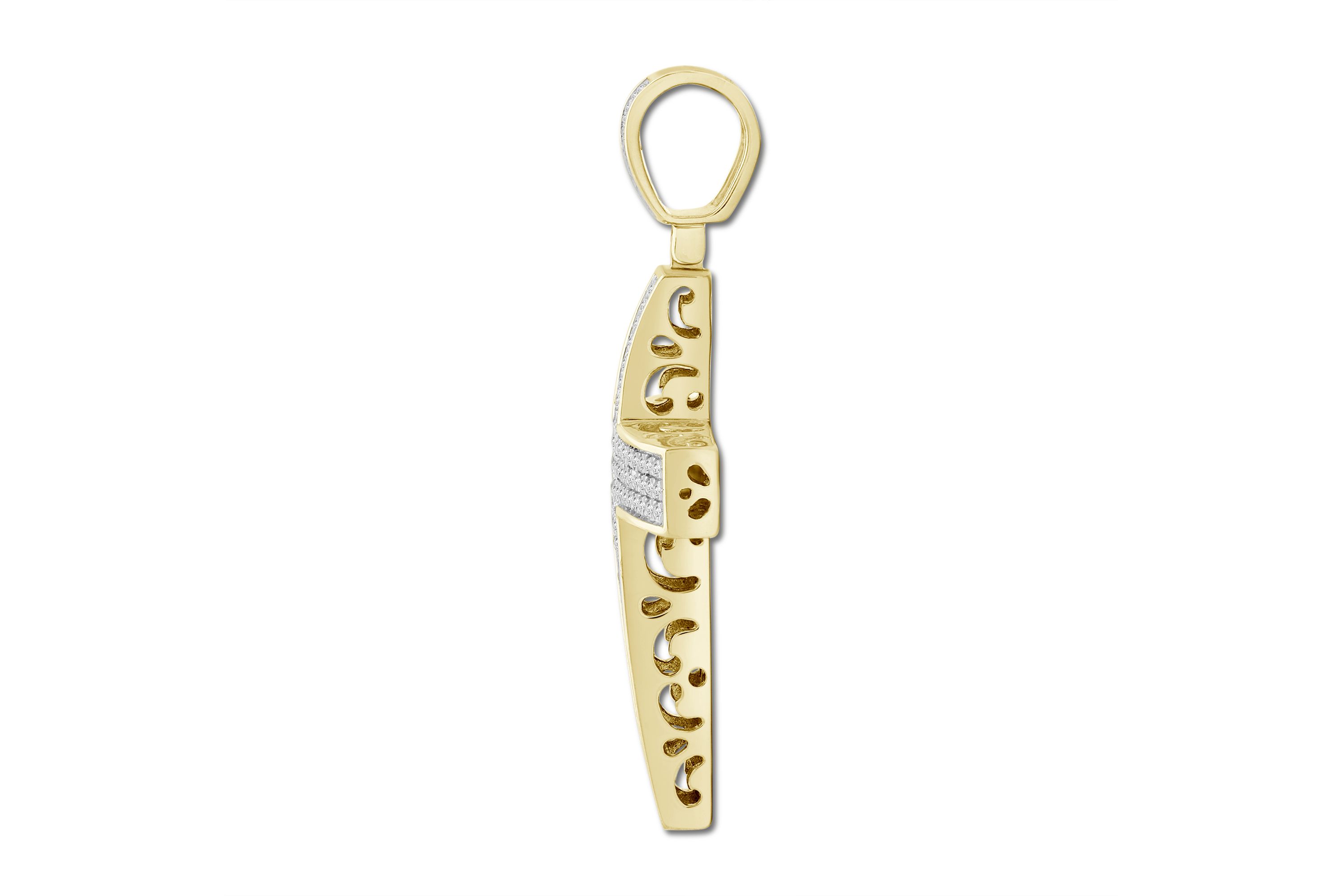 1/2ct. t.w. Diamond Cross Mens Charm in 10K Yellow Gold