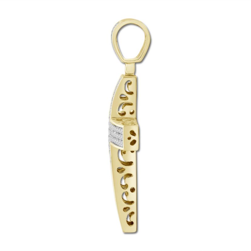 1/2ct. t.w. Diamond Cross Mens Charm in 10K Yellow Gold
