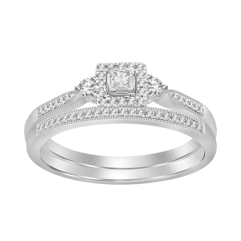 10K White Gold 1/4ct Round Diamond Ladies Ring