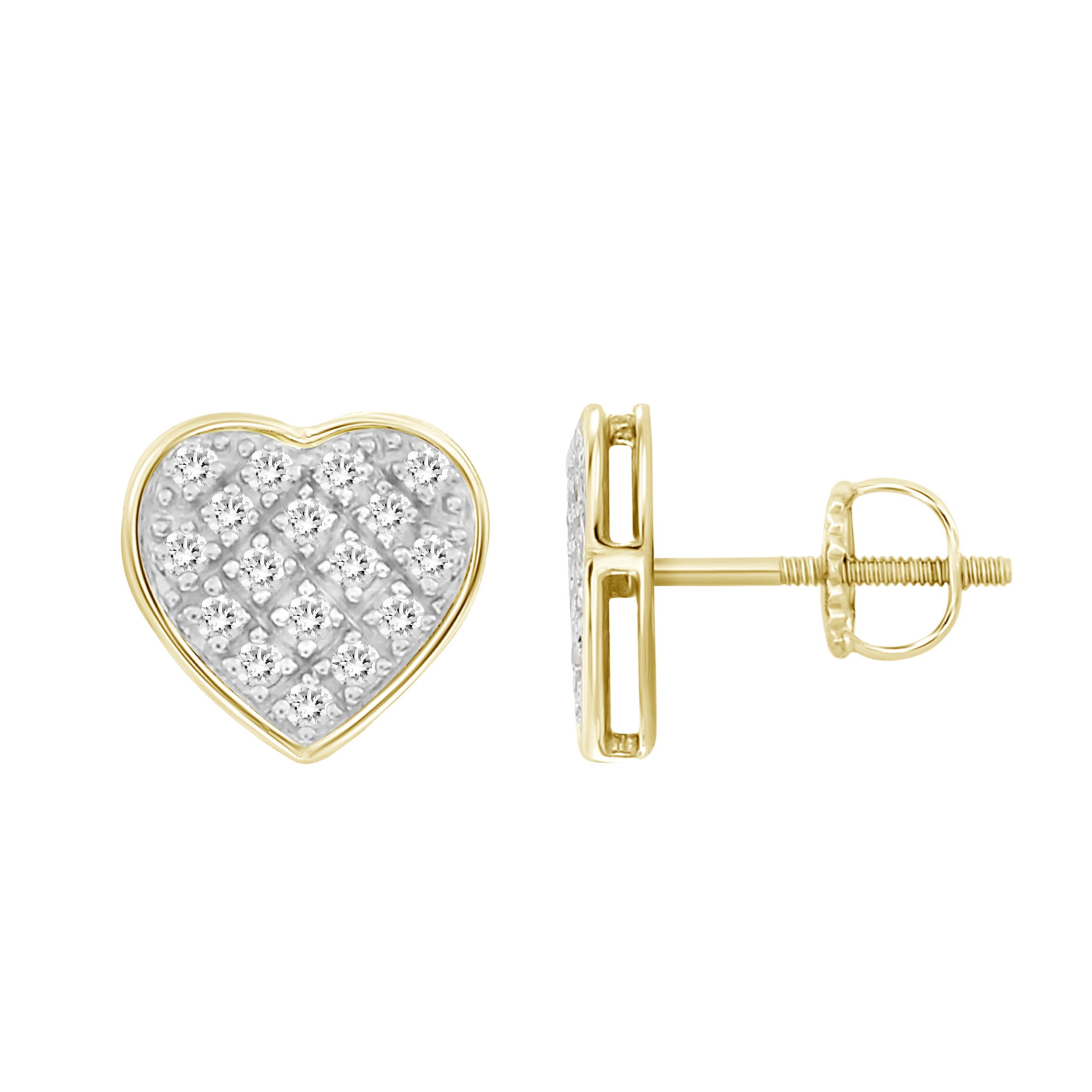 1/10ct. t.w. Heart Diamond Stud Earring in 10K Yellow Gold