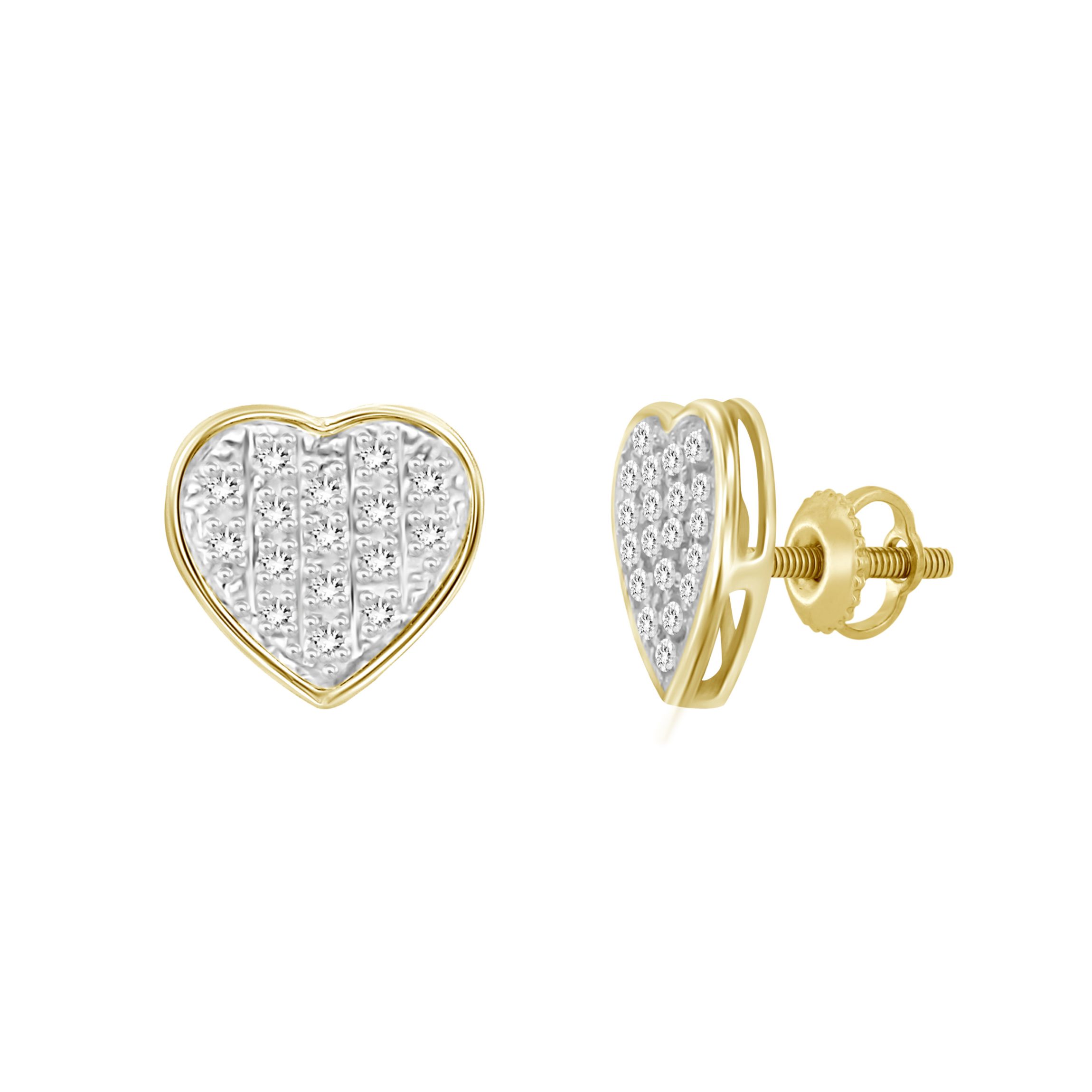 1/10ct. t.w. Heart Diamond Stud Earring in 10K Yellow Gold