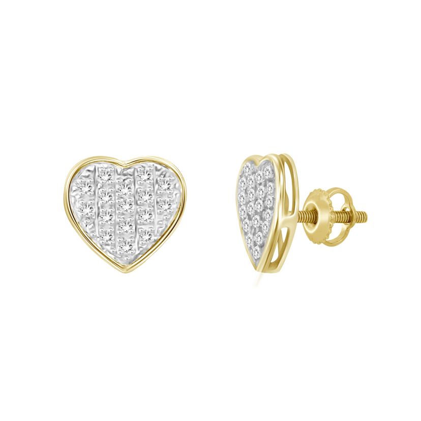 1/10ct. t.w. Heart Diamond Stud Earring in 10K Yellow Gold