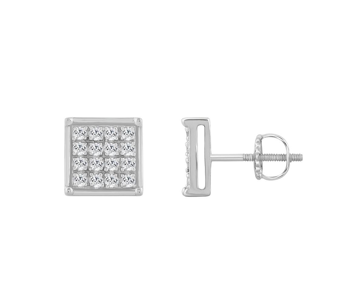 1/10ct. t.w. Square Shape Diamond Stud Earring in 10K White Gold
