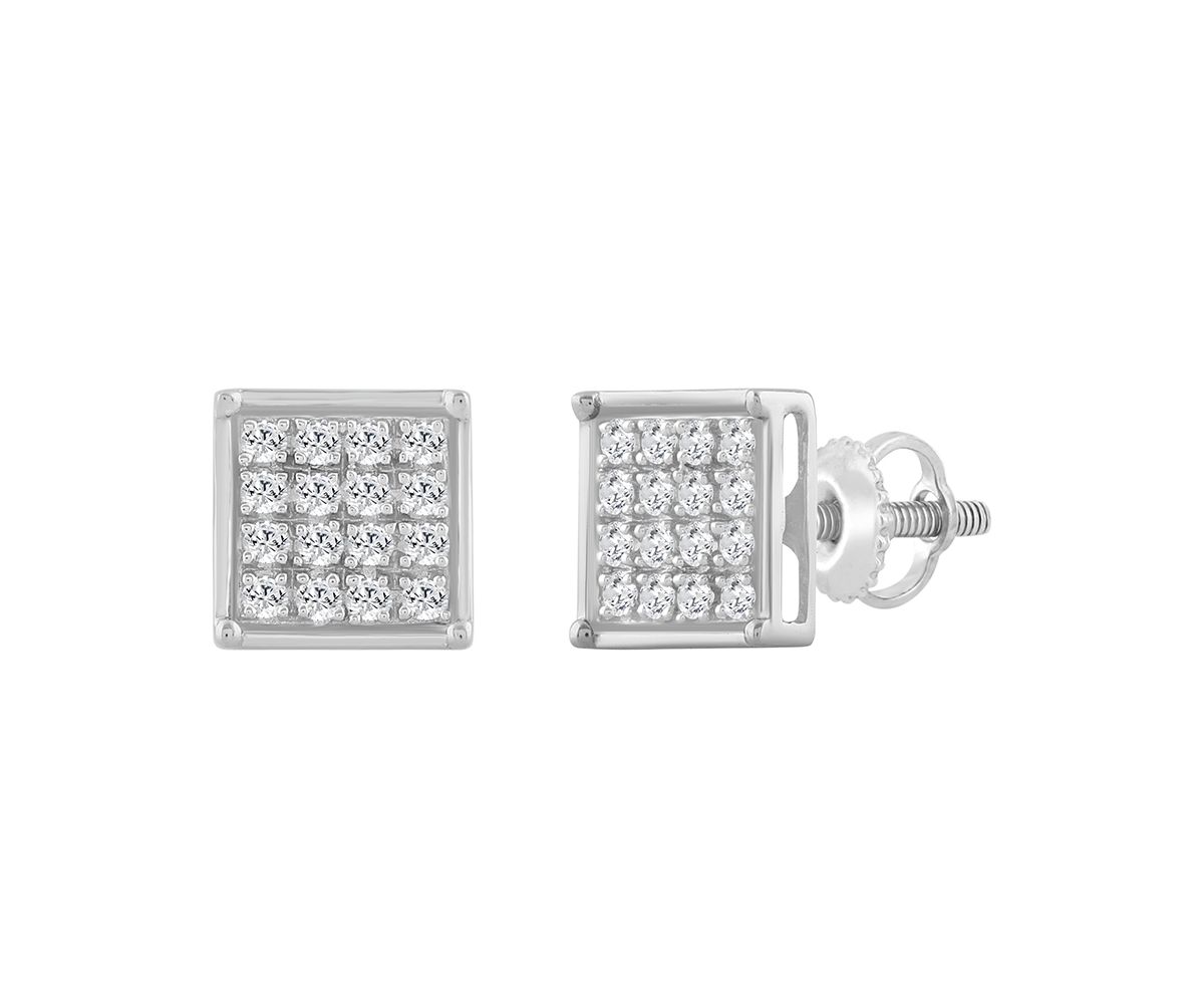 1/10ct. t.w. Square Shape Diamond Stud Earring in 10K White Gold