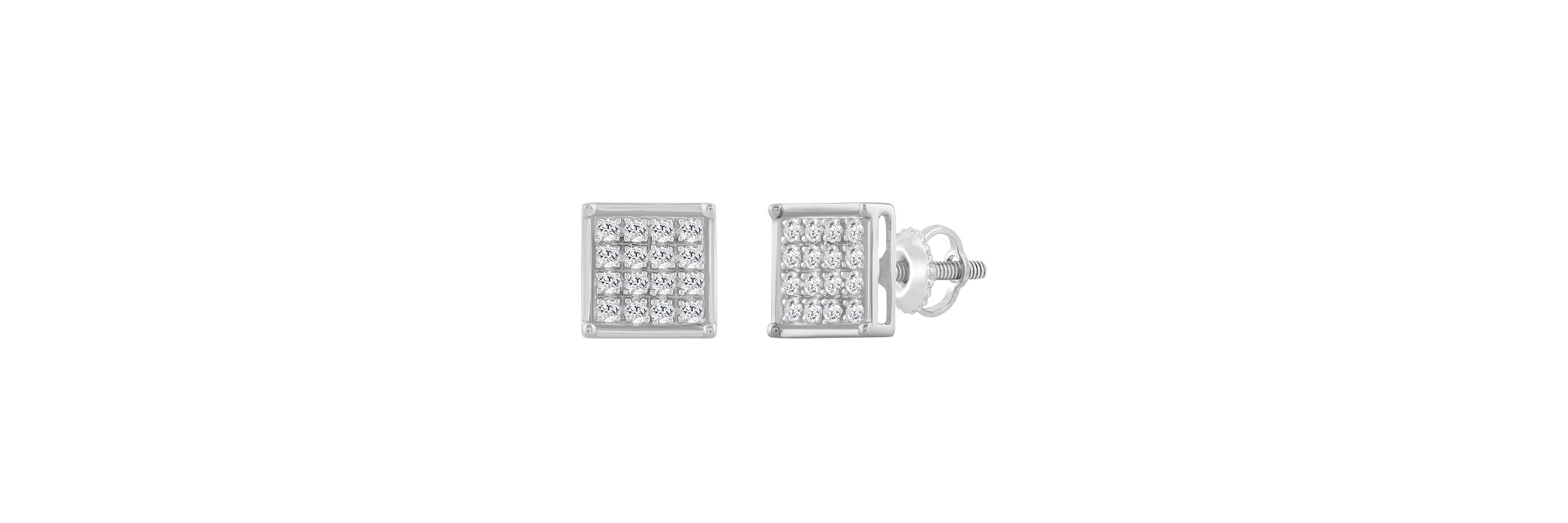 1/10ct. t.w. Square Shape Diamond Stud Earring in 10K White Gold