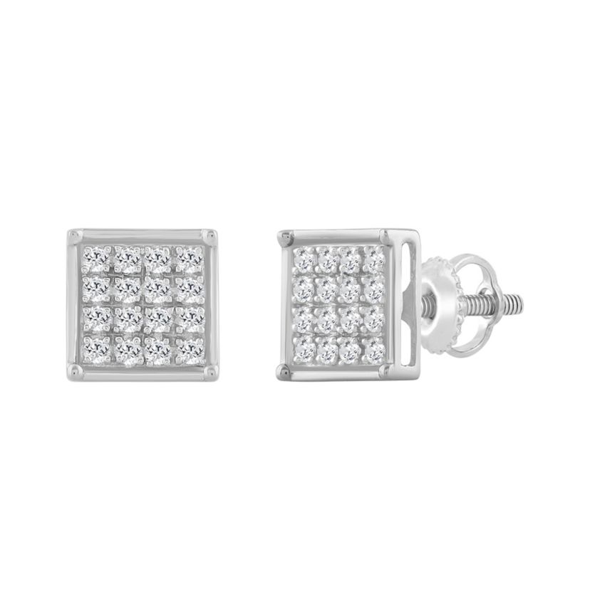 1/10ct. t.w. Square Shape Diamond Stud Earring in 10K White Gold