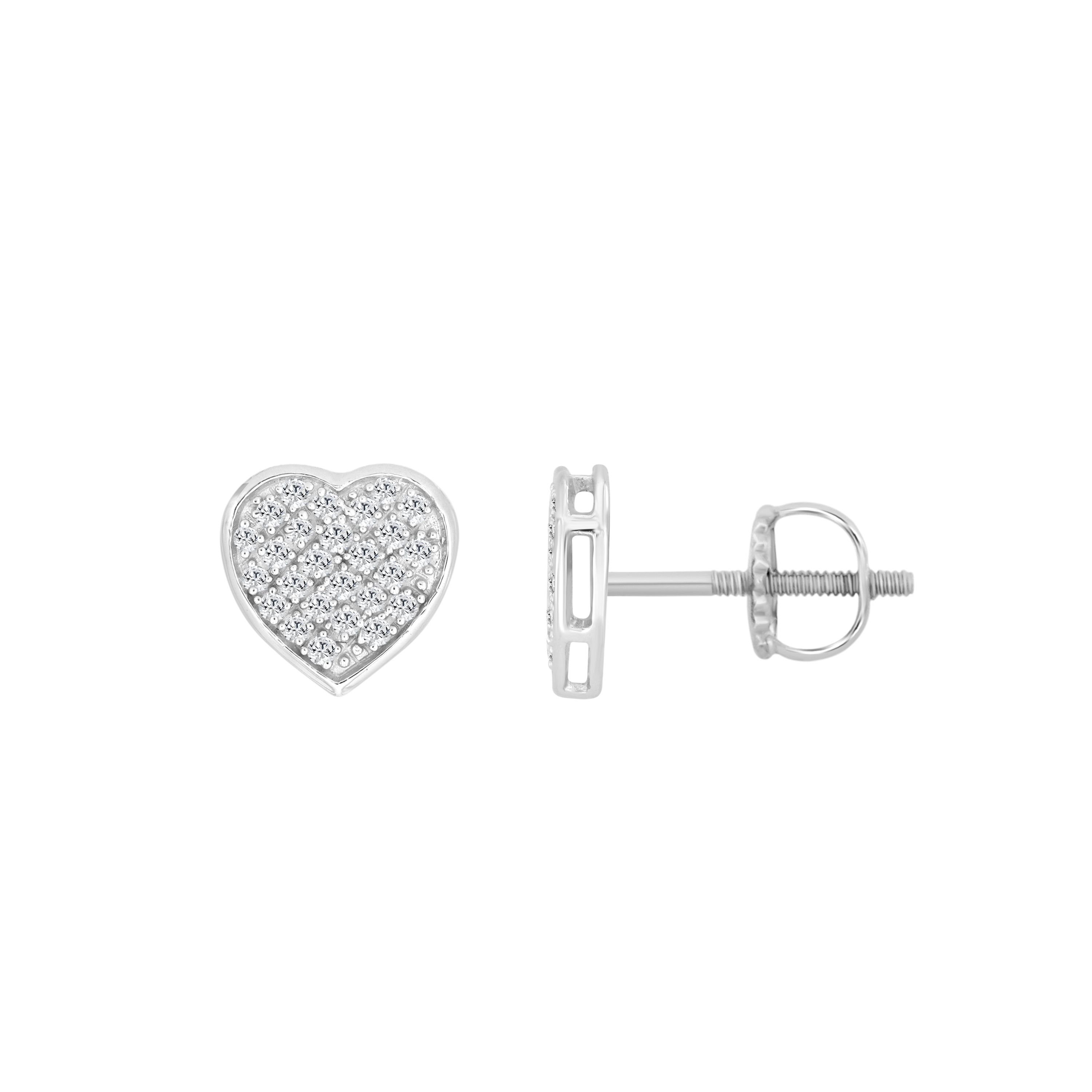 1/6ct. t.w. Heart Shape Diamond Stud Earring in 10K White Gold