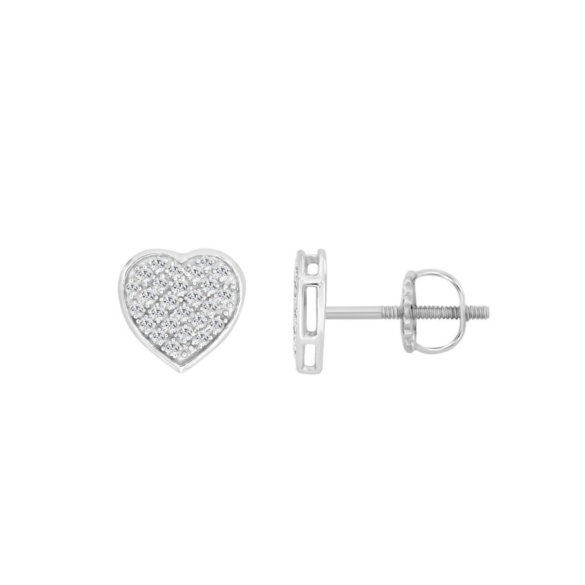 1/6ct. t.w. Heart Shape Diamond Stud Earring in 10K White Gold