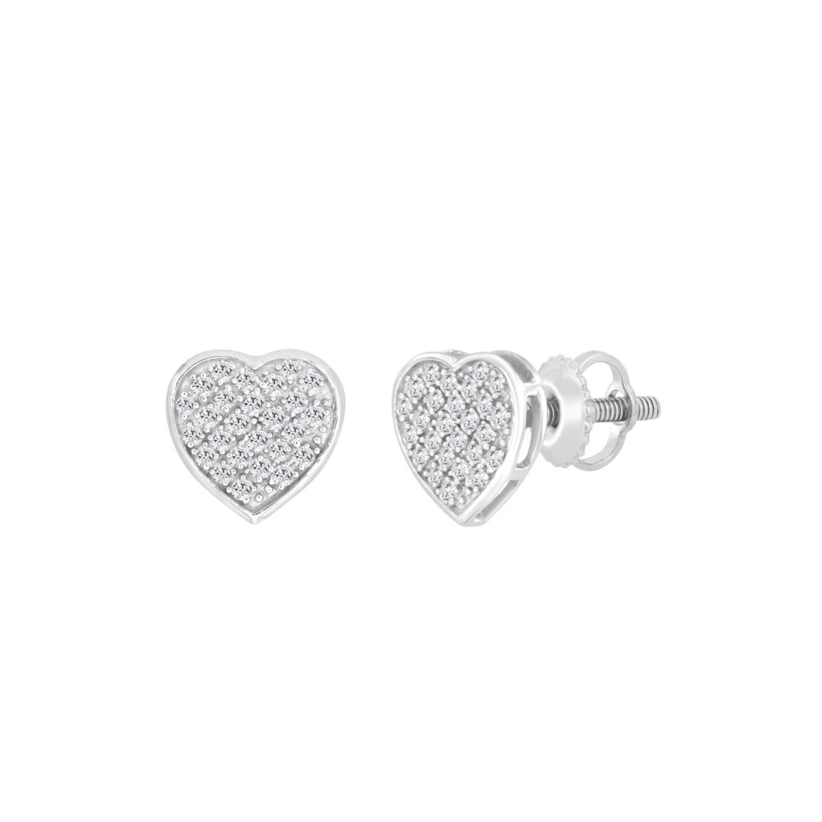 1/6ct. t.w. Heart Shape Diamond Stud Earring in 10K White Gold