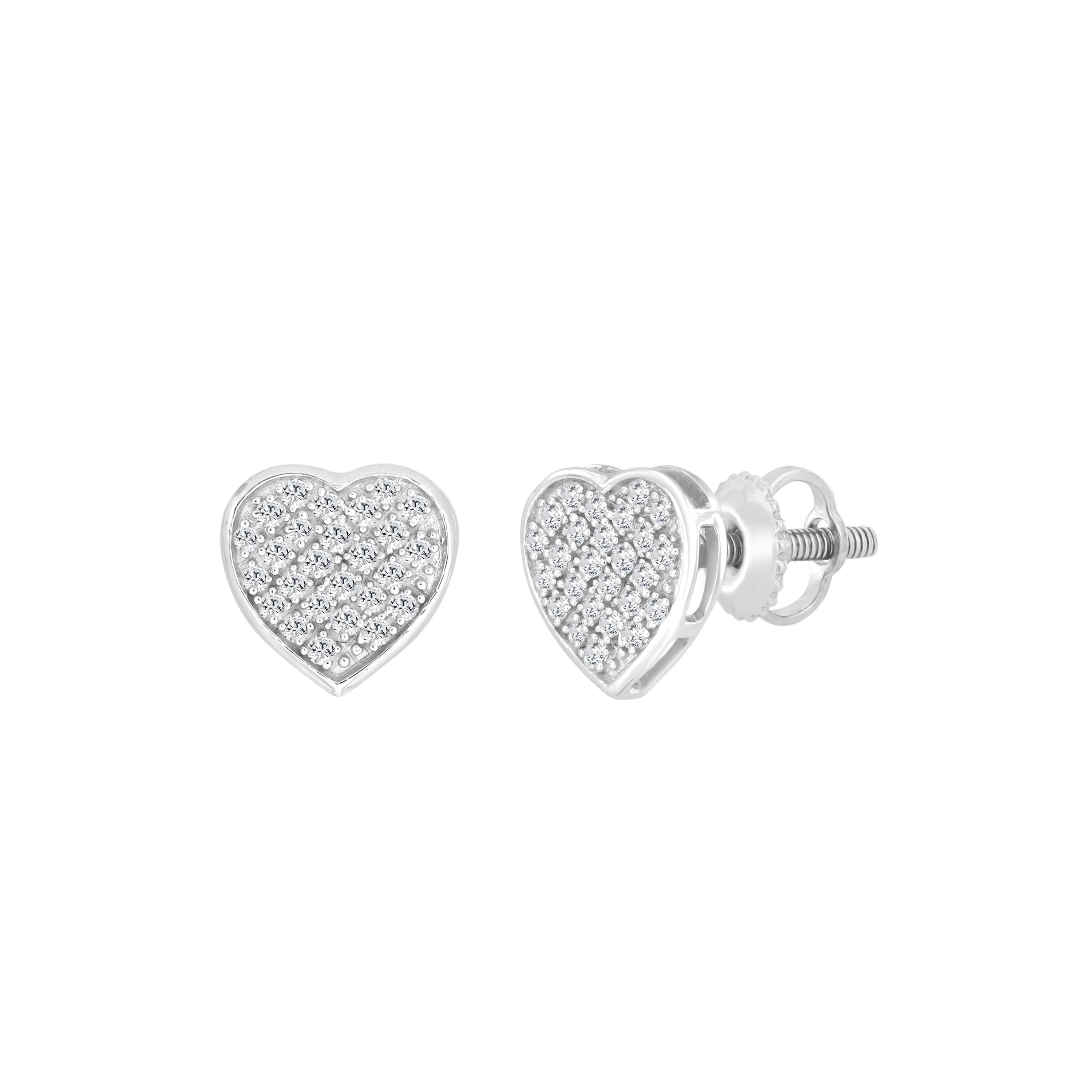 1/6ct. t.w. Heart Shape Diamond Stud Earring in 10K White Gold
