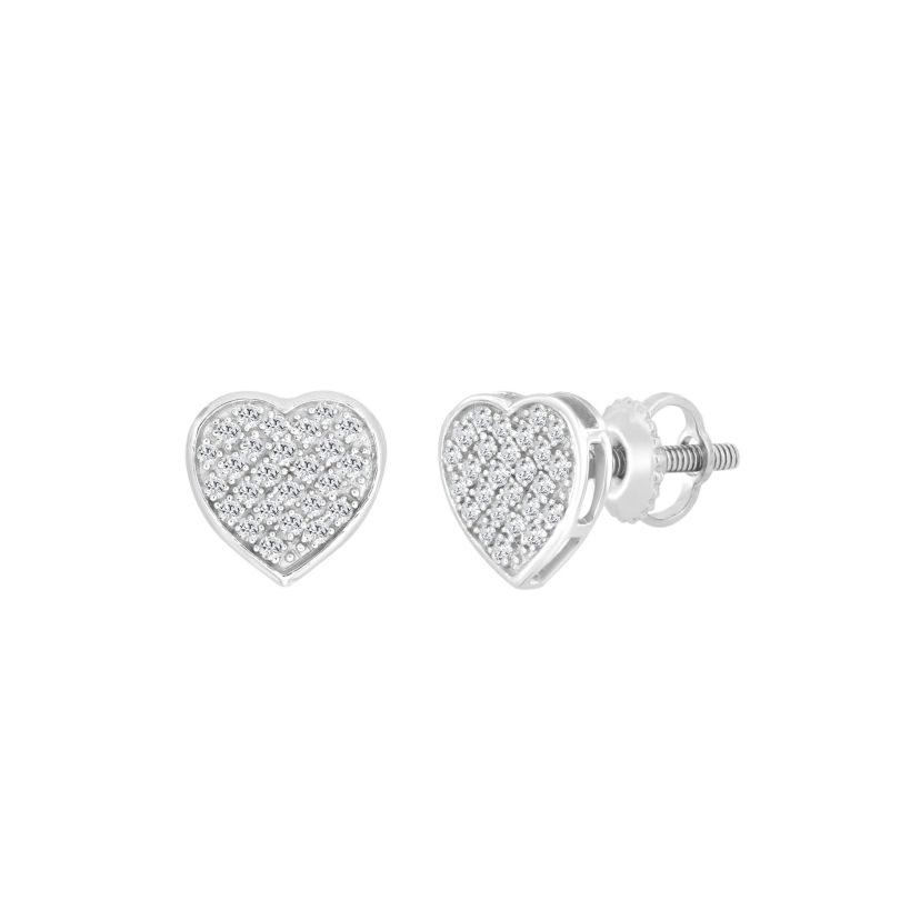 1/6ct. t.w. Heart Shape Diamond Stud Earring in 10K White Gold