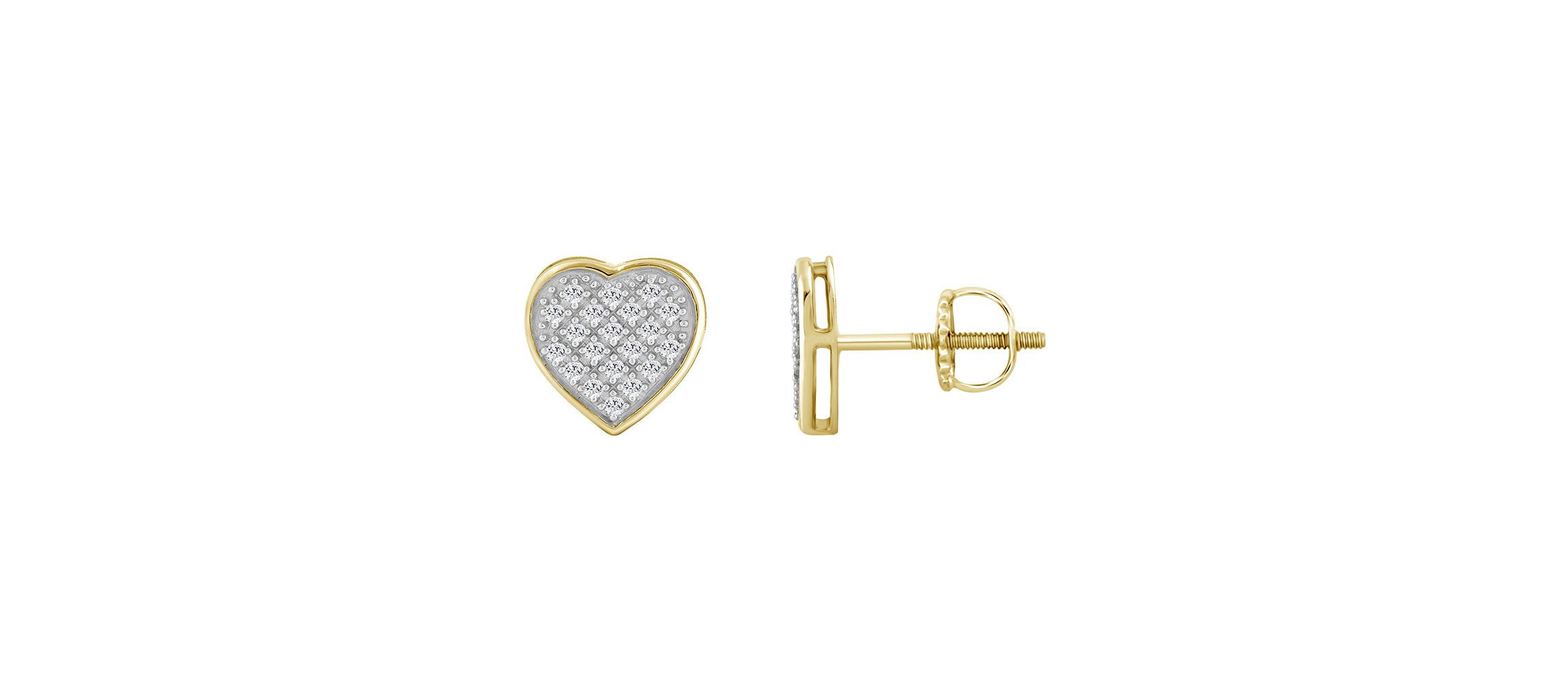 1/6ct. t.w. Heart Diamond Stud Earring in 10K Yellow Gold