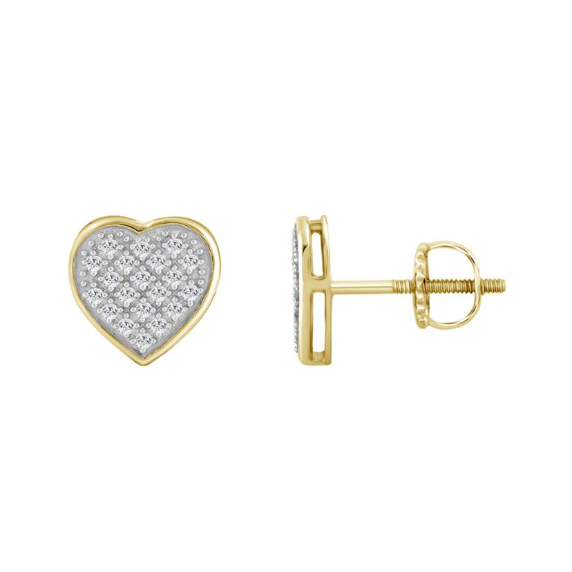 1/6ct. t.w. Heart Diamond Stud Earring in 10K Yellow Gold